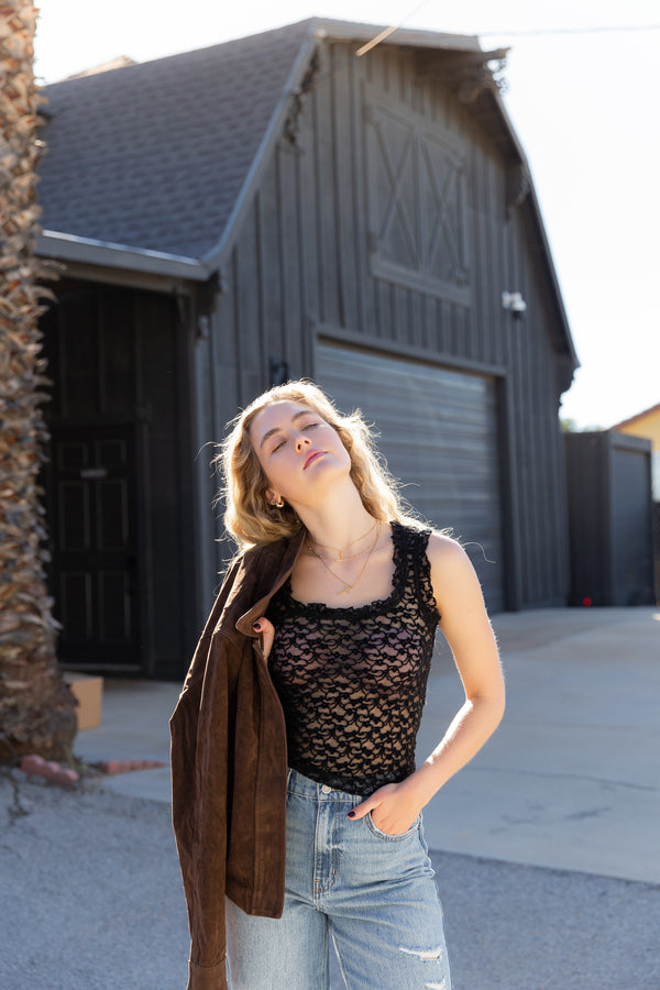 Sheer Lace Sleeveless Top