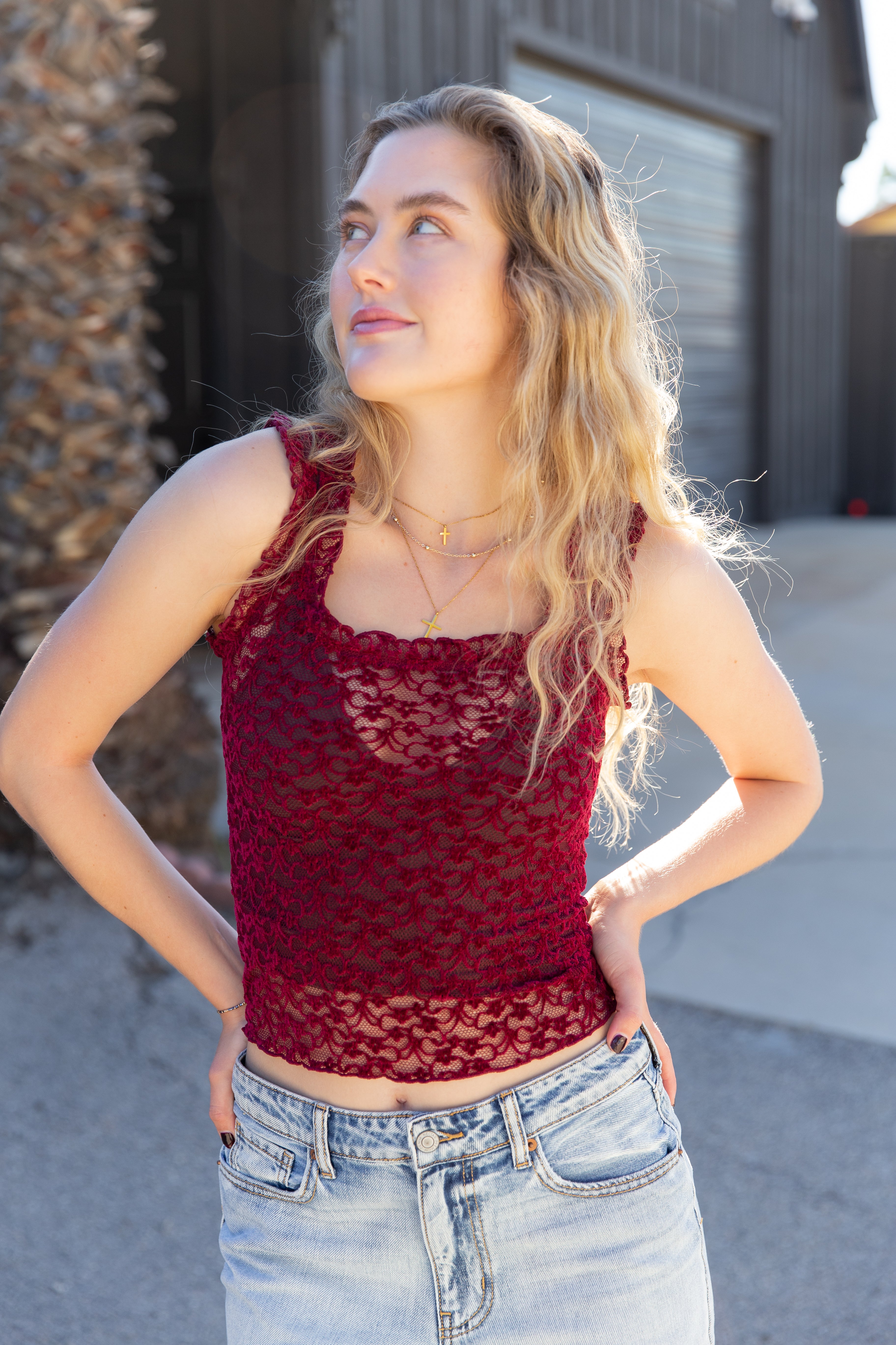 Sheer Lace Sleeveless Top