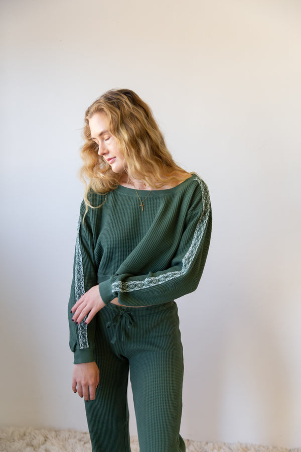 Waffle Knit Crew Top