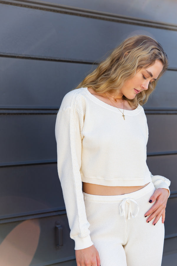 Waffle Knit Crew Top