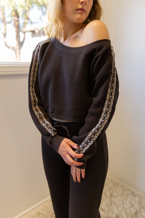 Waffle Knit Crew Top