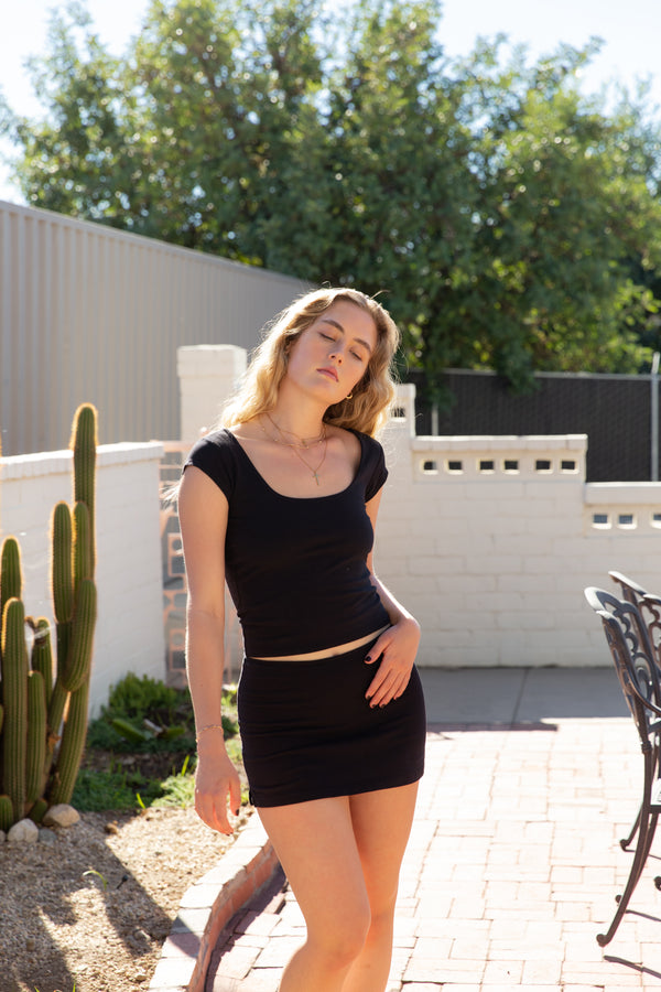 Basic Square Neck Short Sleeve Top