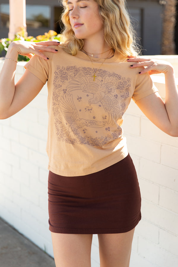 Doves Bandana Long Loose Graphic Baby Tee