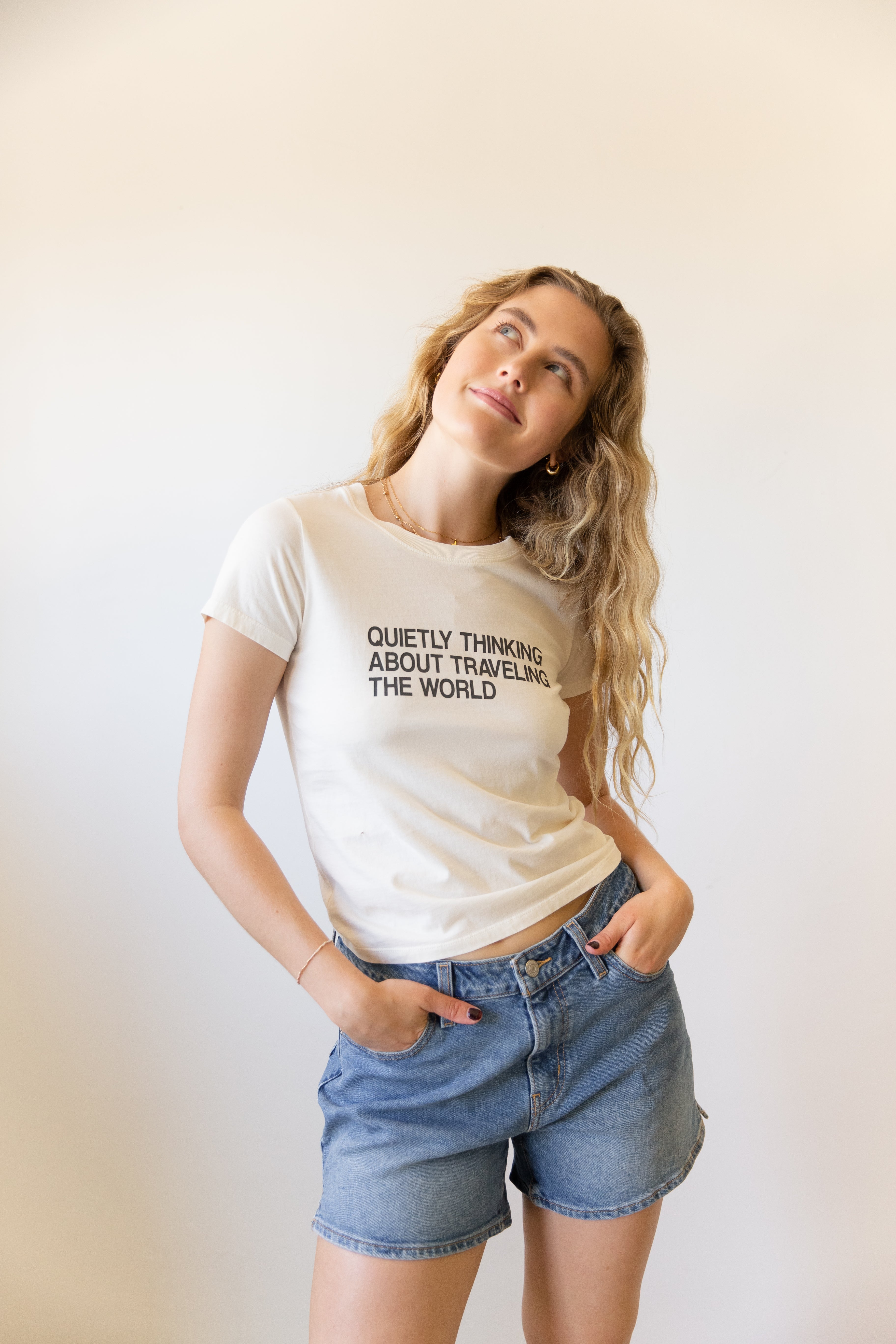 Traveling The World Long Loose Graphic Baby Tee