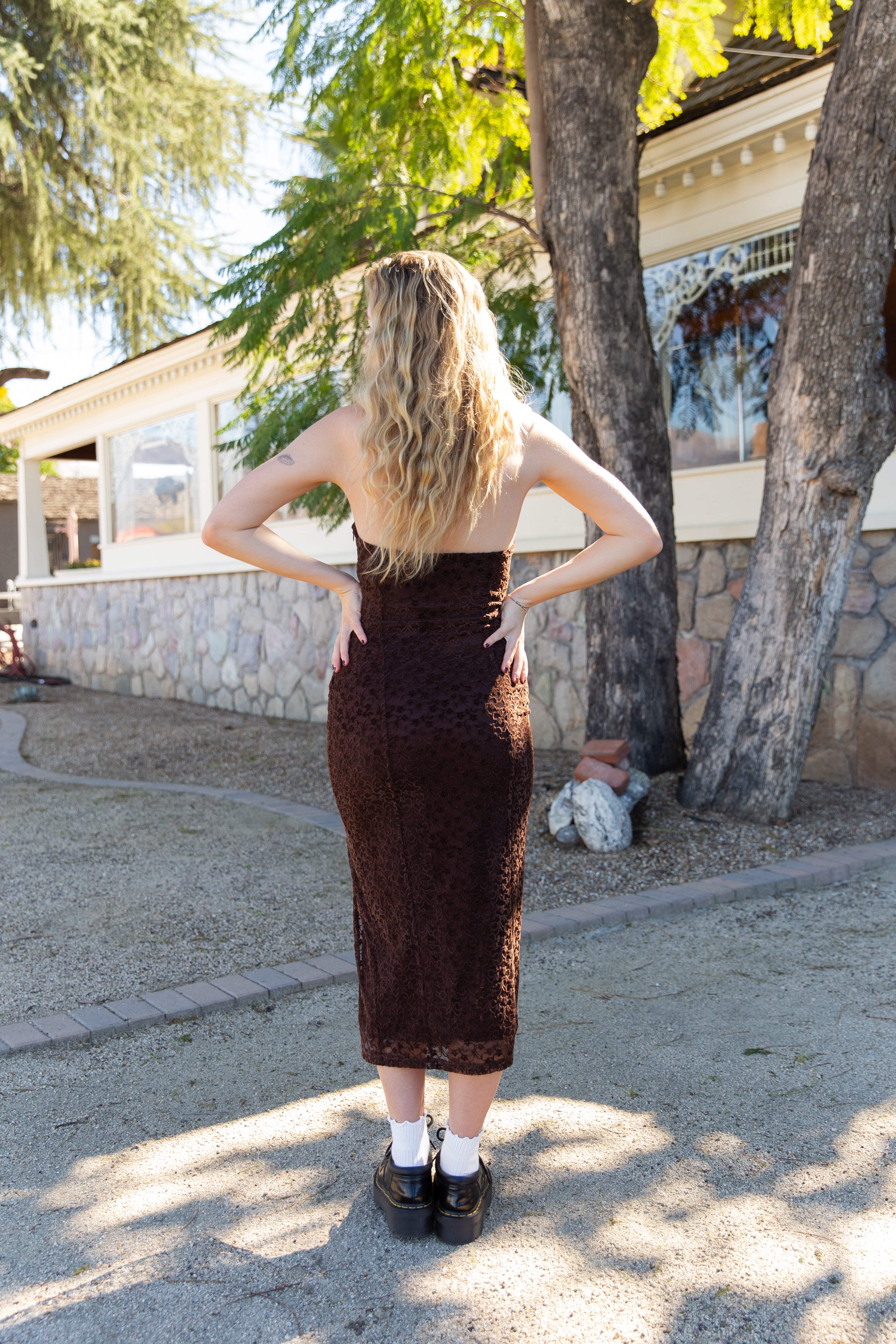 Lace Halter Midi Dress