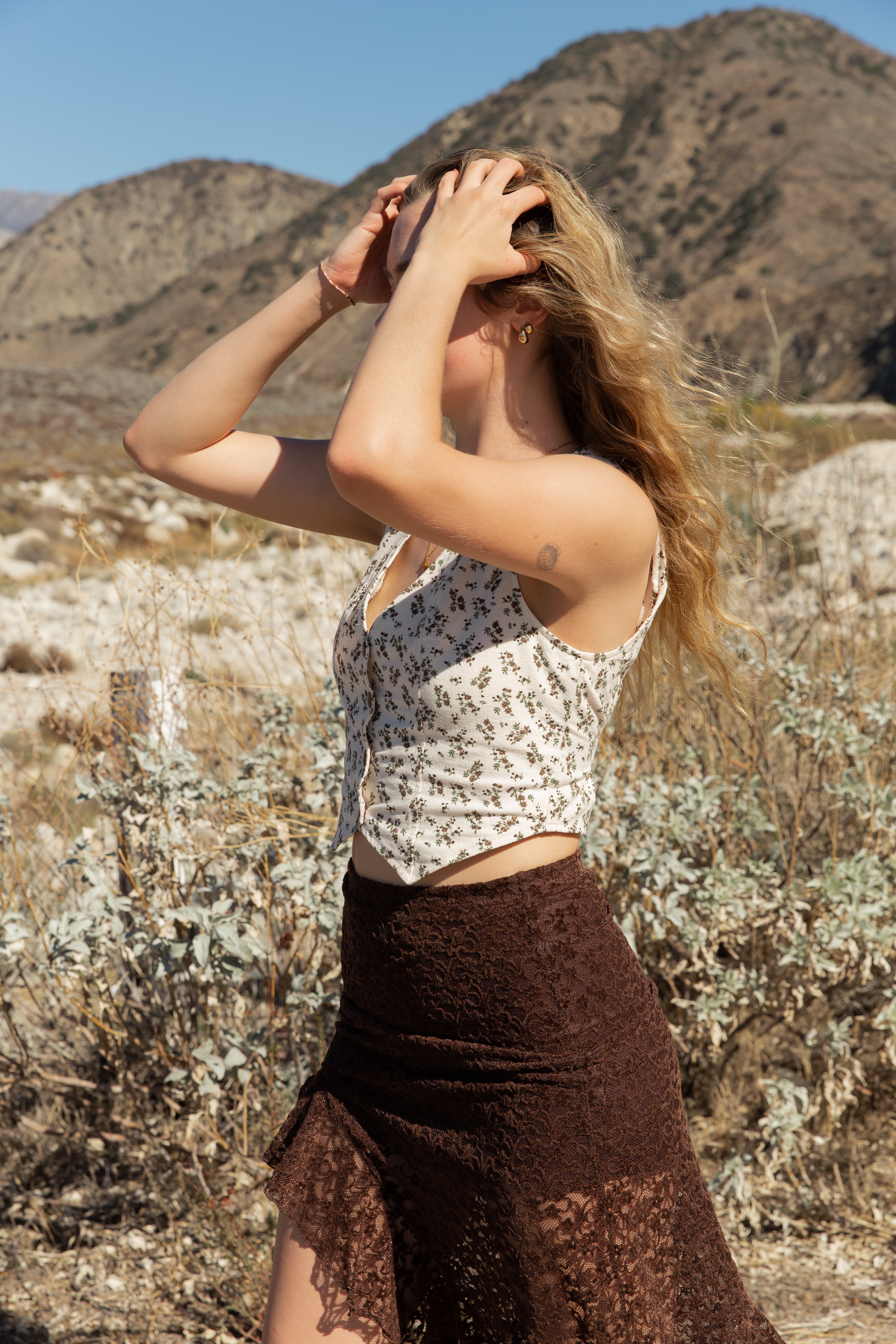 Button Up Floral Vest