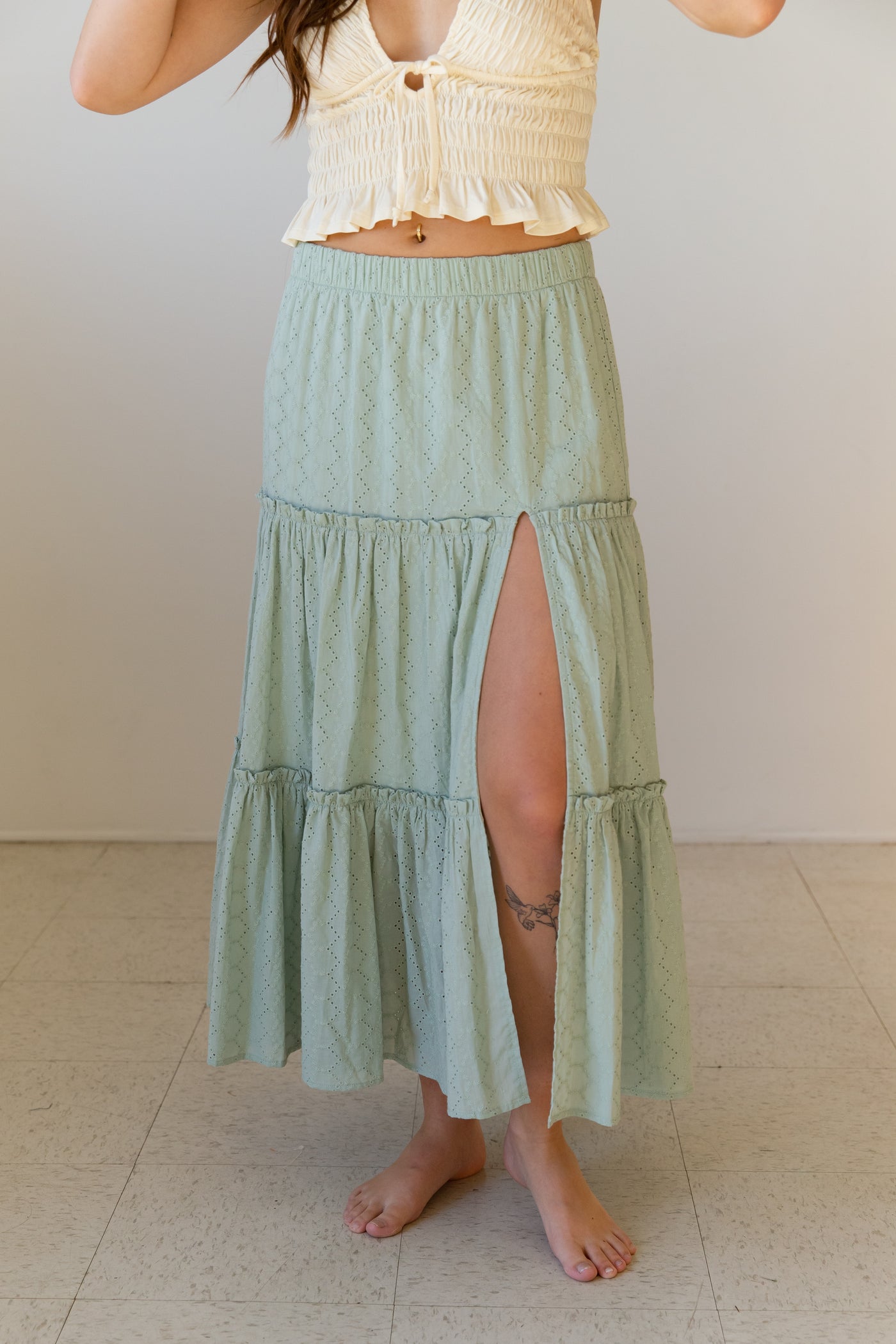 Eyelet Maxi Skirt