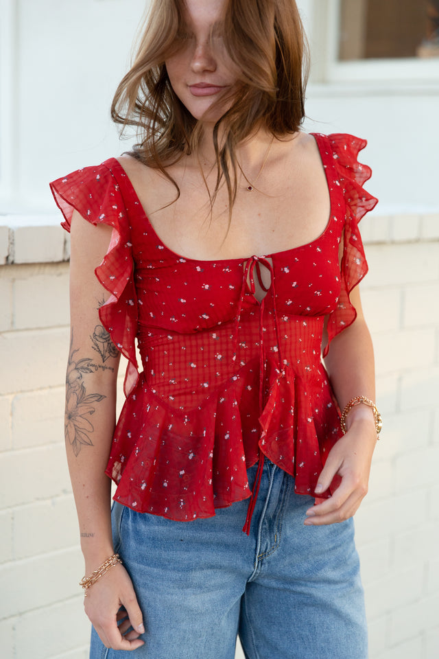 Ruffle Tie Front Top