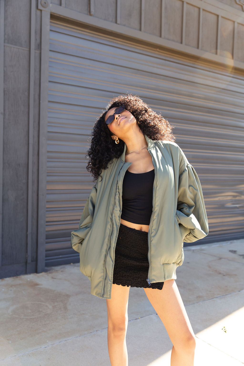 Oversized olive green outlet jacket