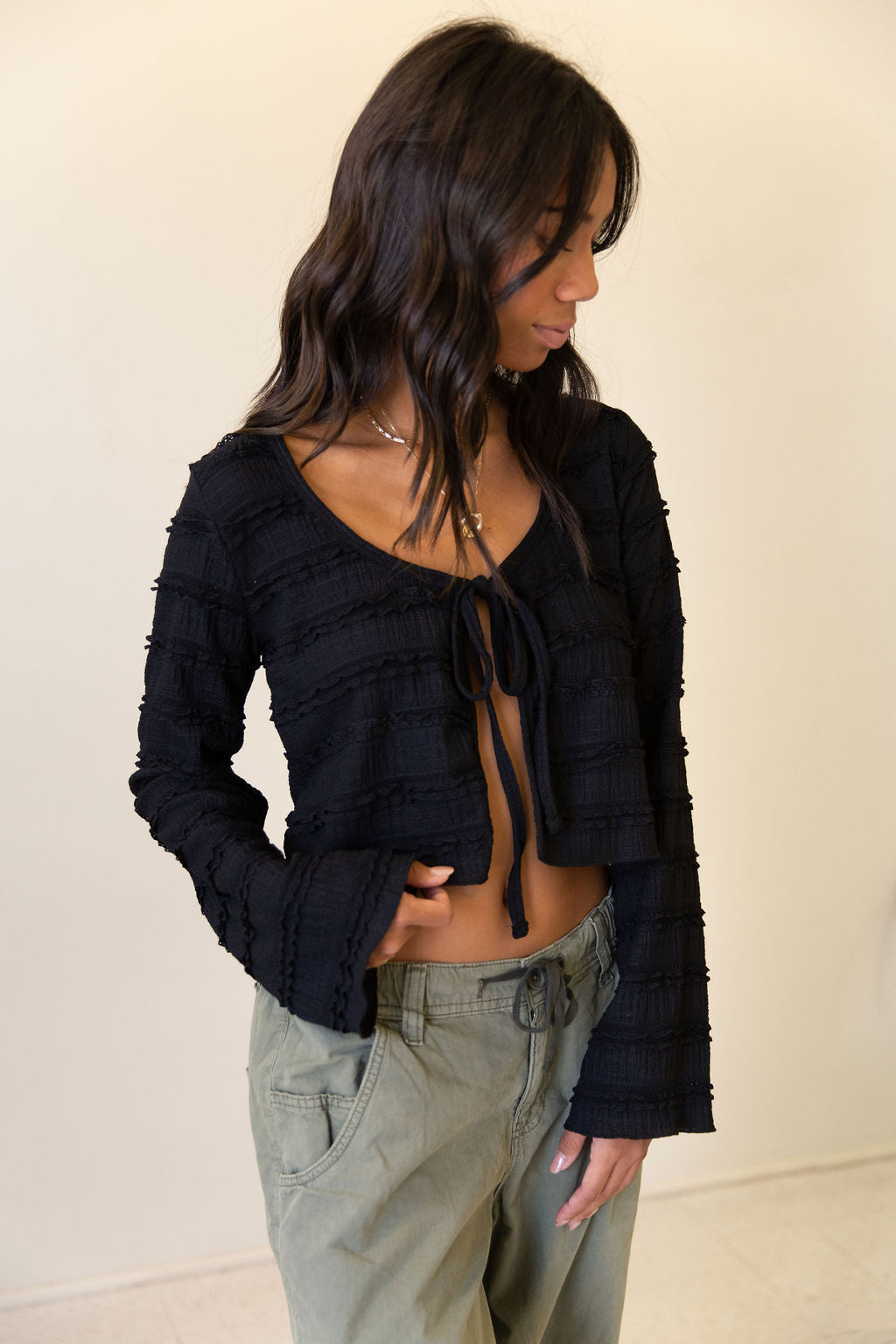 Split Front Long Sleeve Cardigan