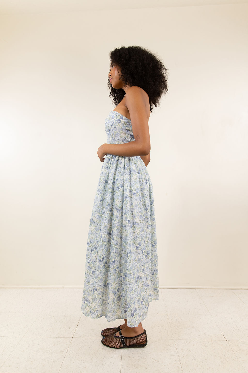 Strapless Floral Corset Maxi Dress