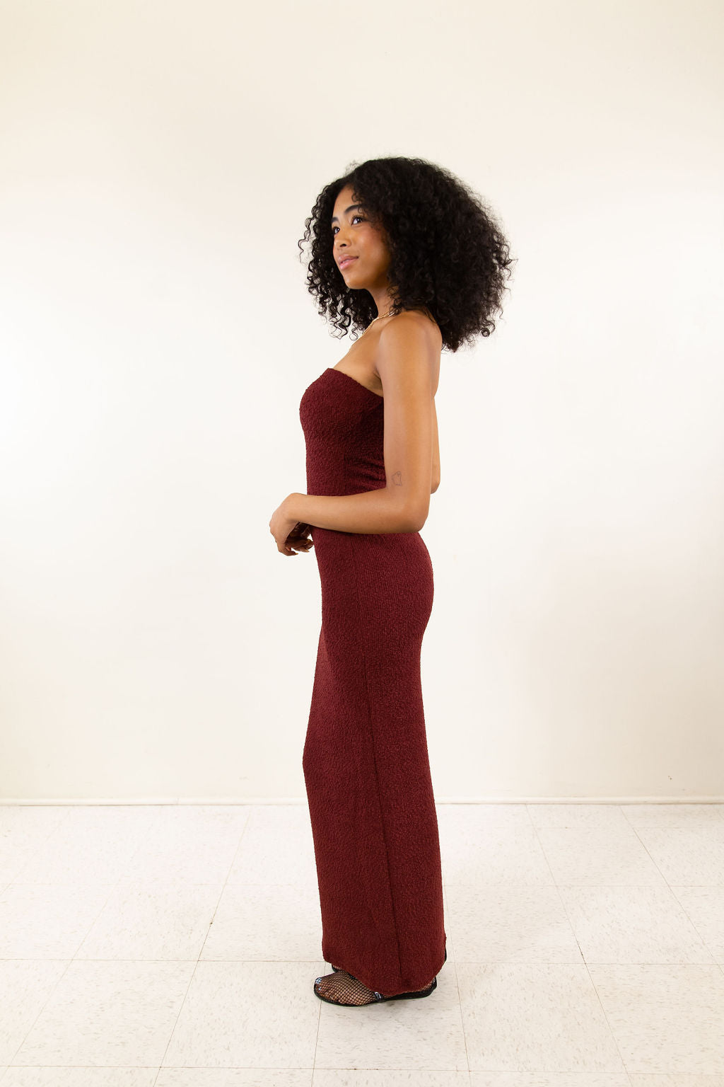 Strapless Terry Cloth Maxi Dress