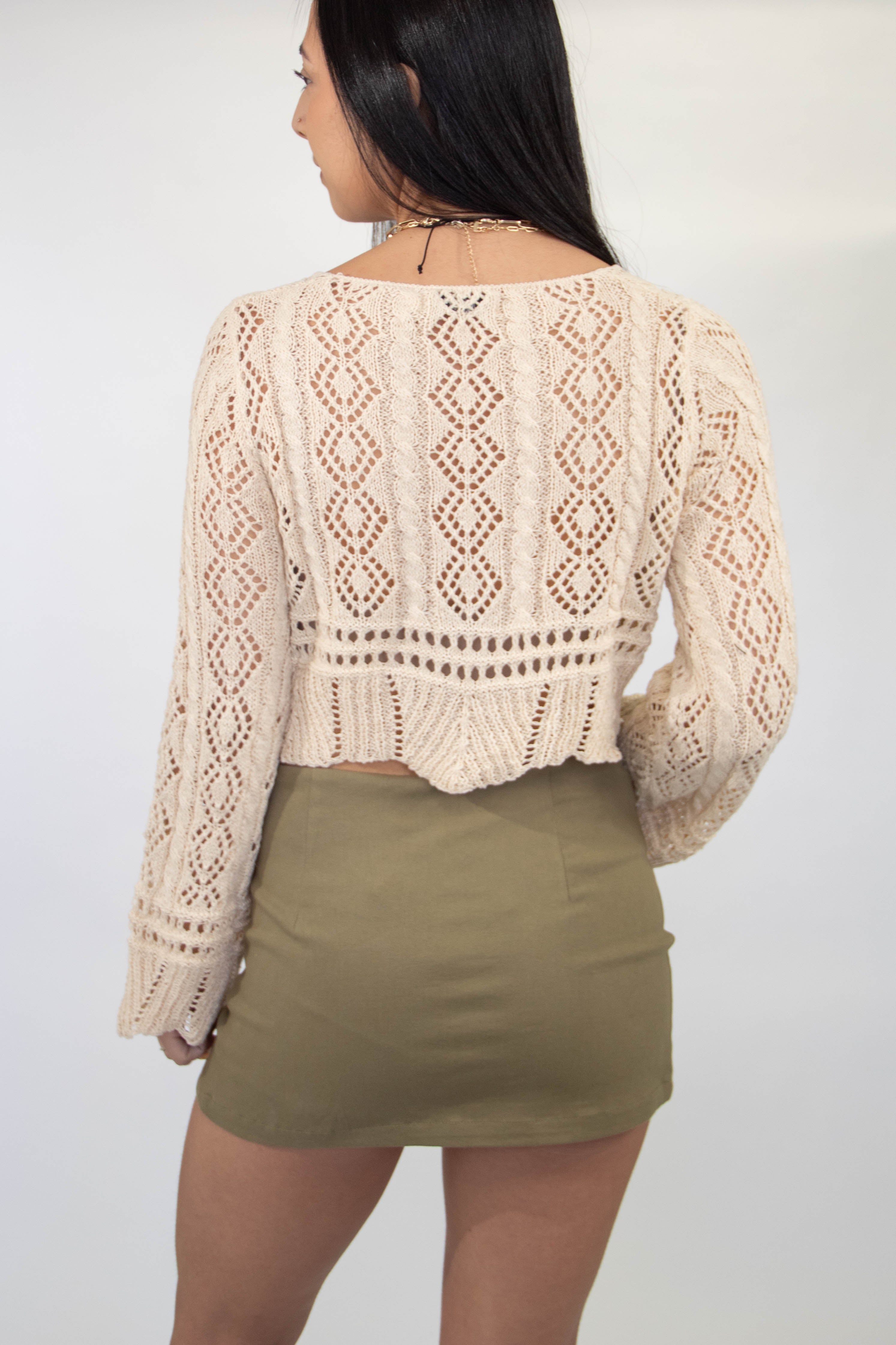 Openwork Long Sleeve Top