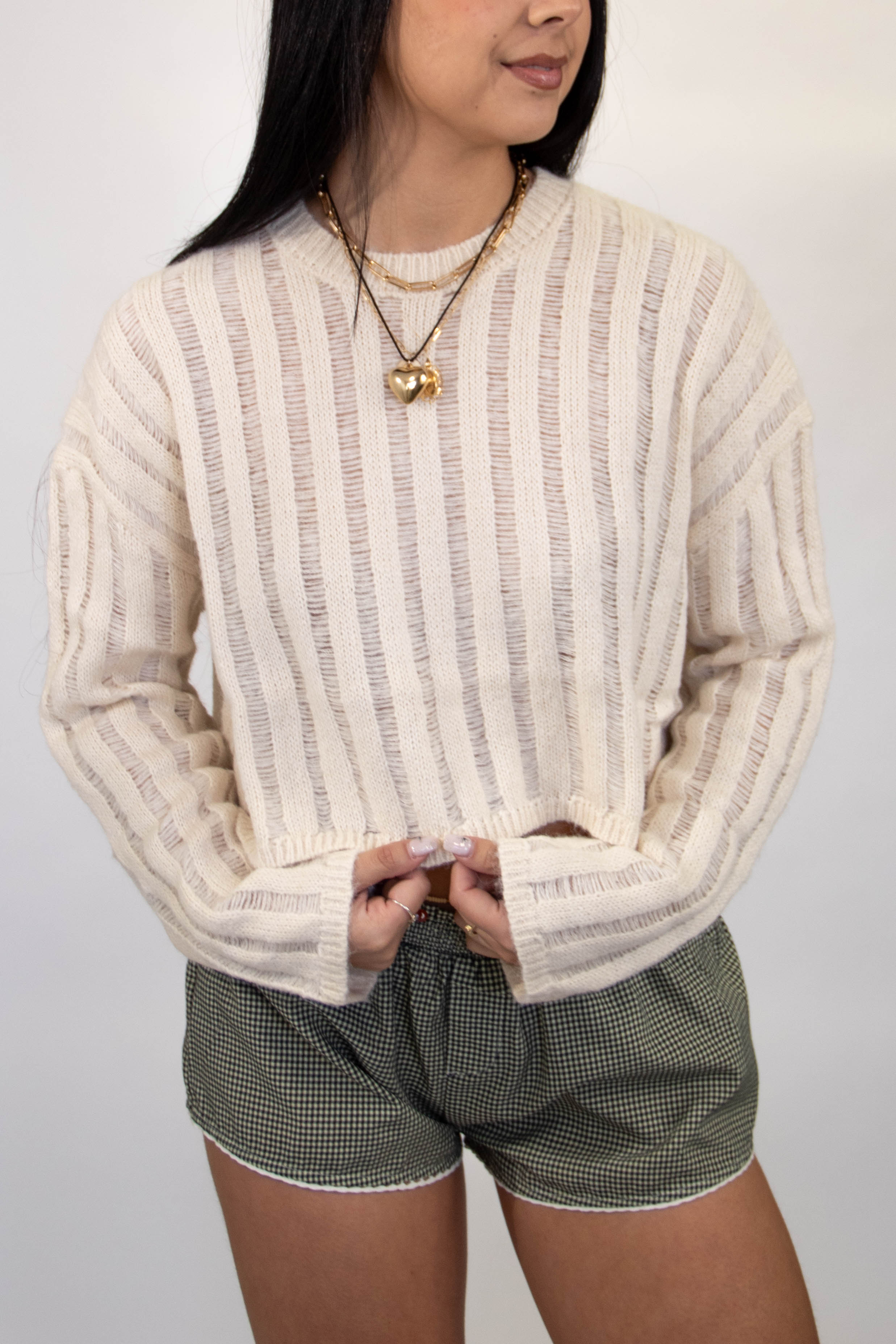 Ladder Knit Sheer Sweater