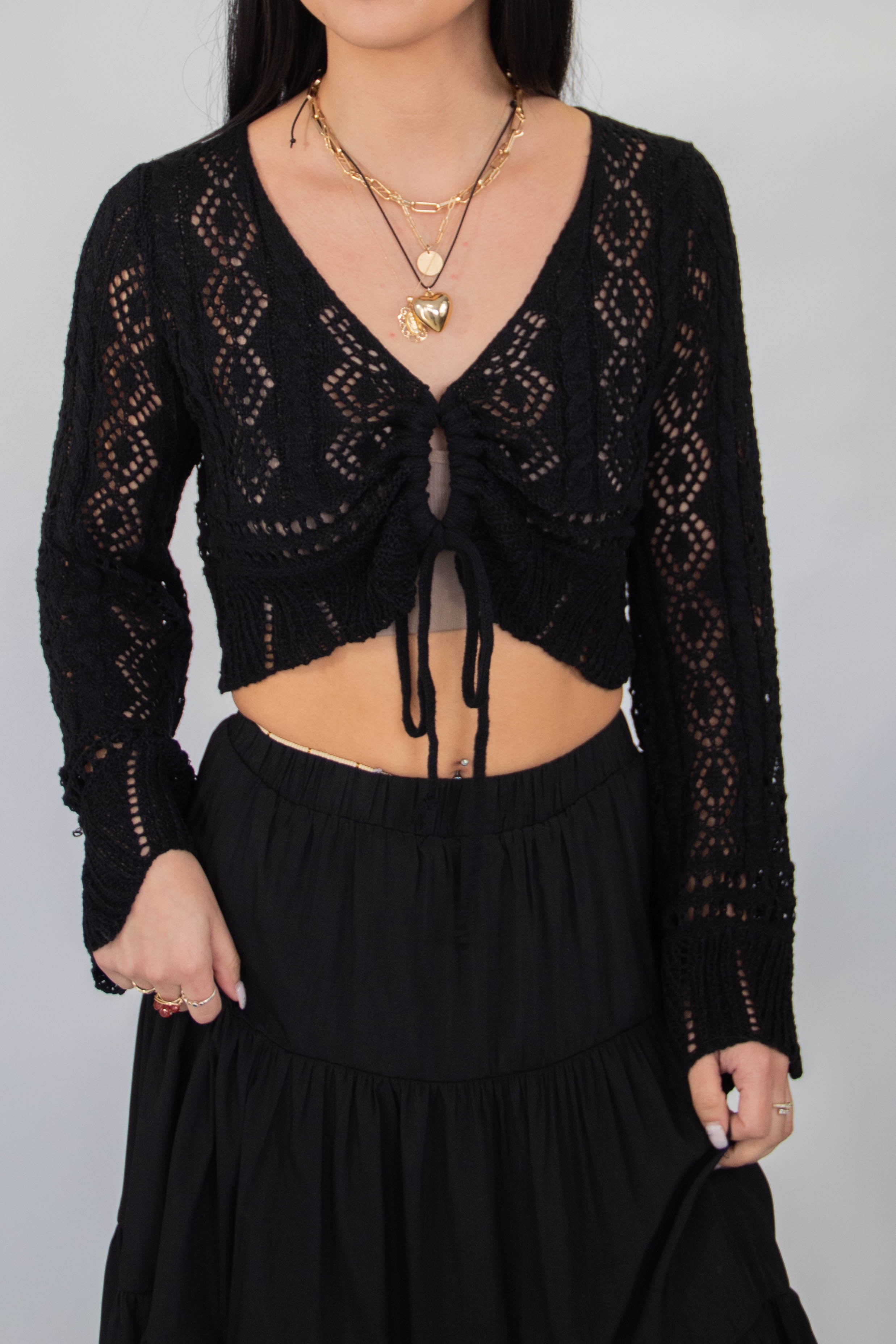 Openwork Long Sleeve Top