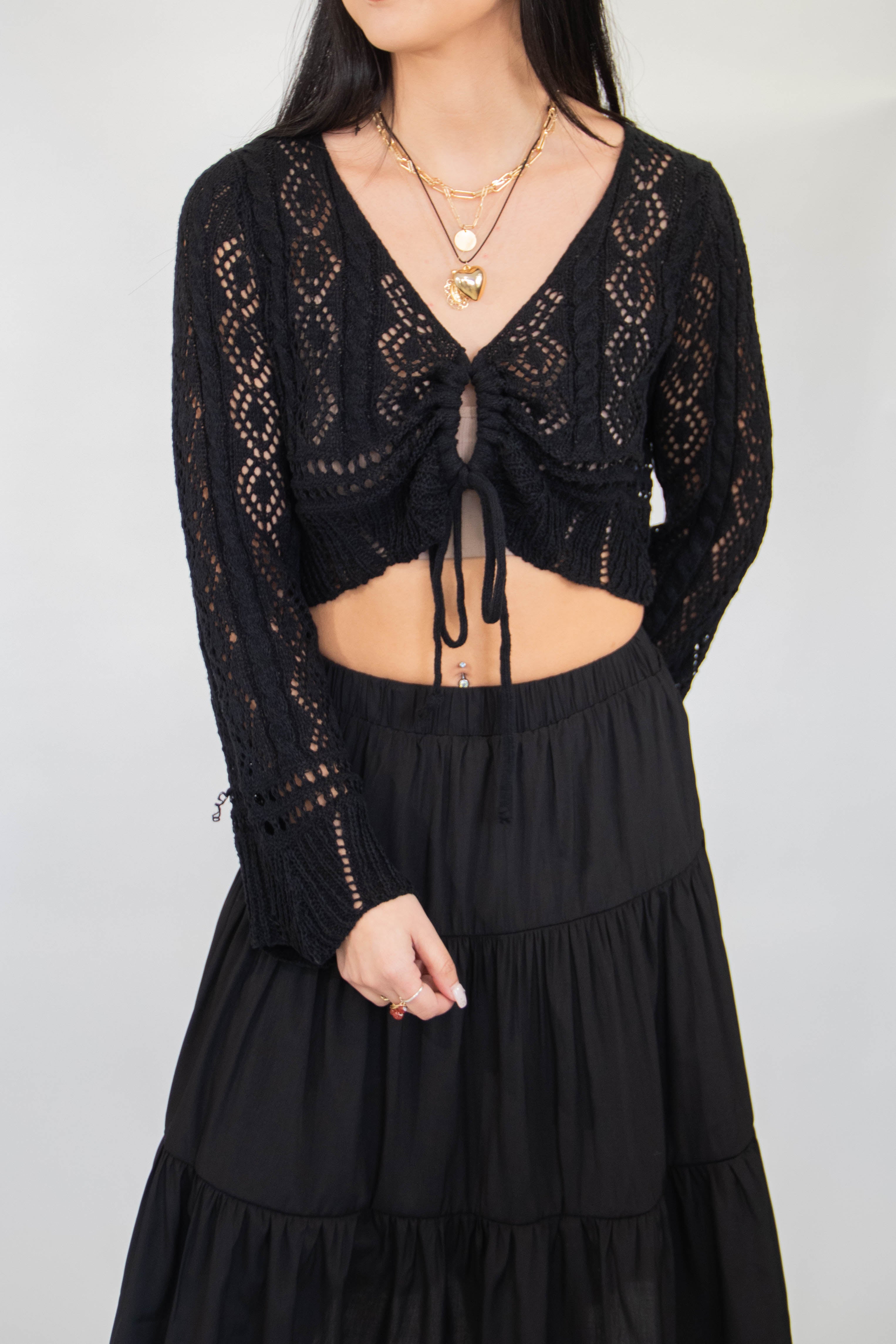 Openwork Long Sleeve Top