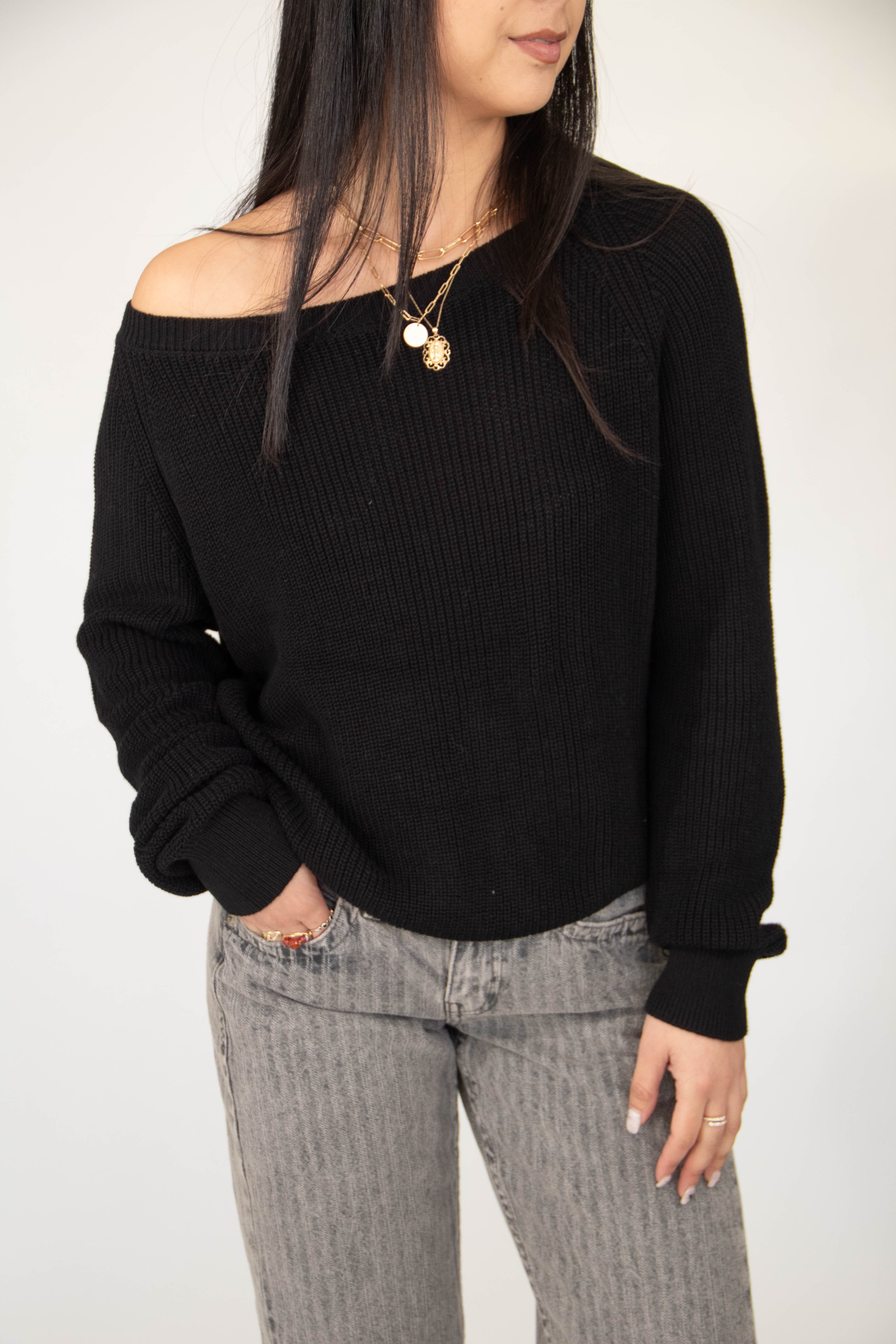 Drop Shoulder Knit Sweater