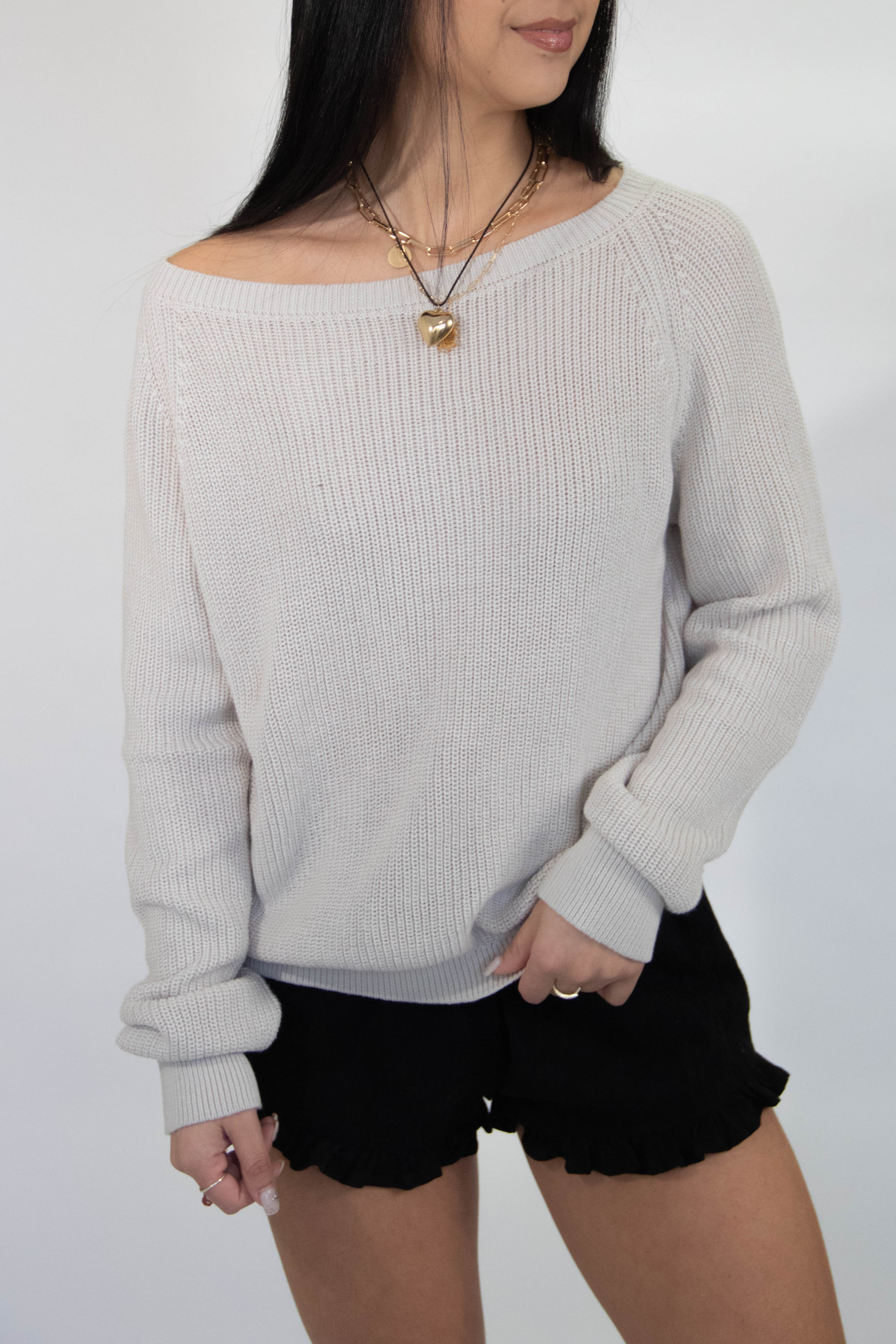 Drop Shoulder Knit Sweater