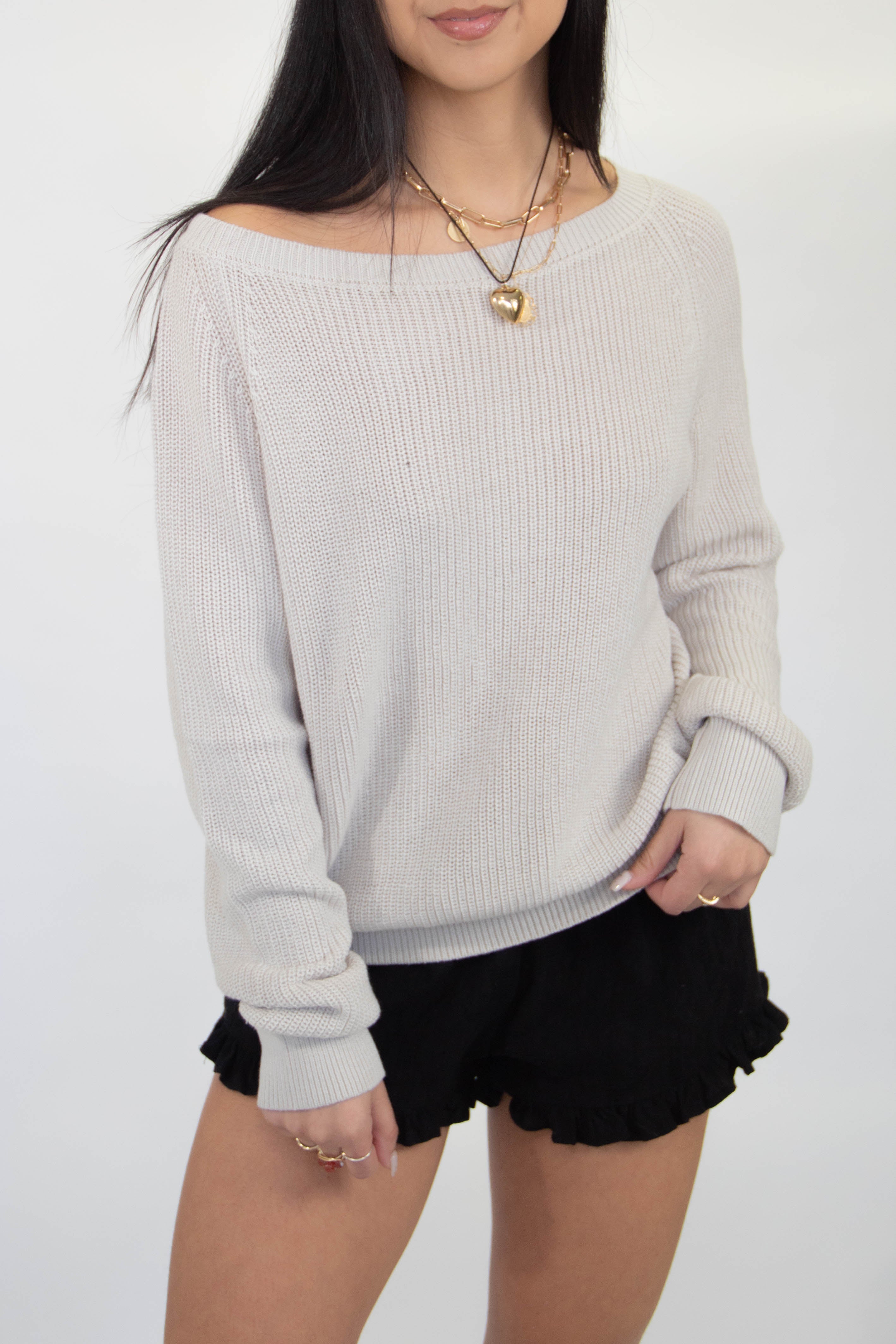 Drop Shoulder Knit Sweater