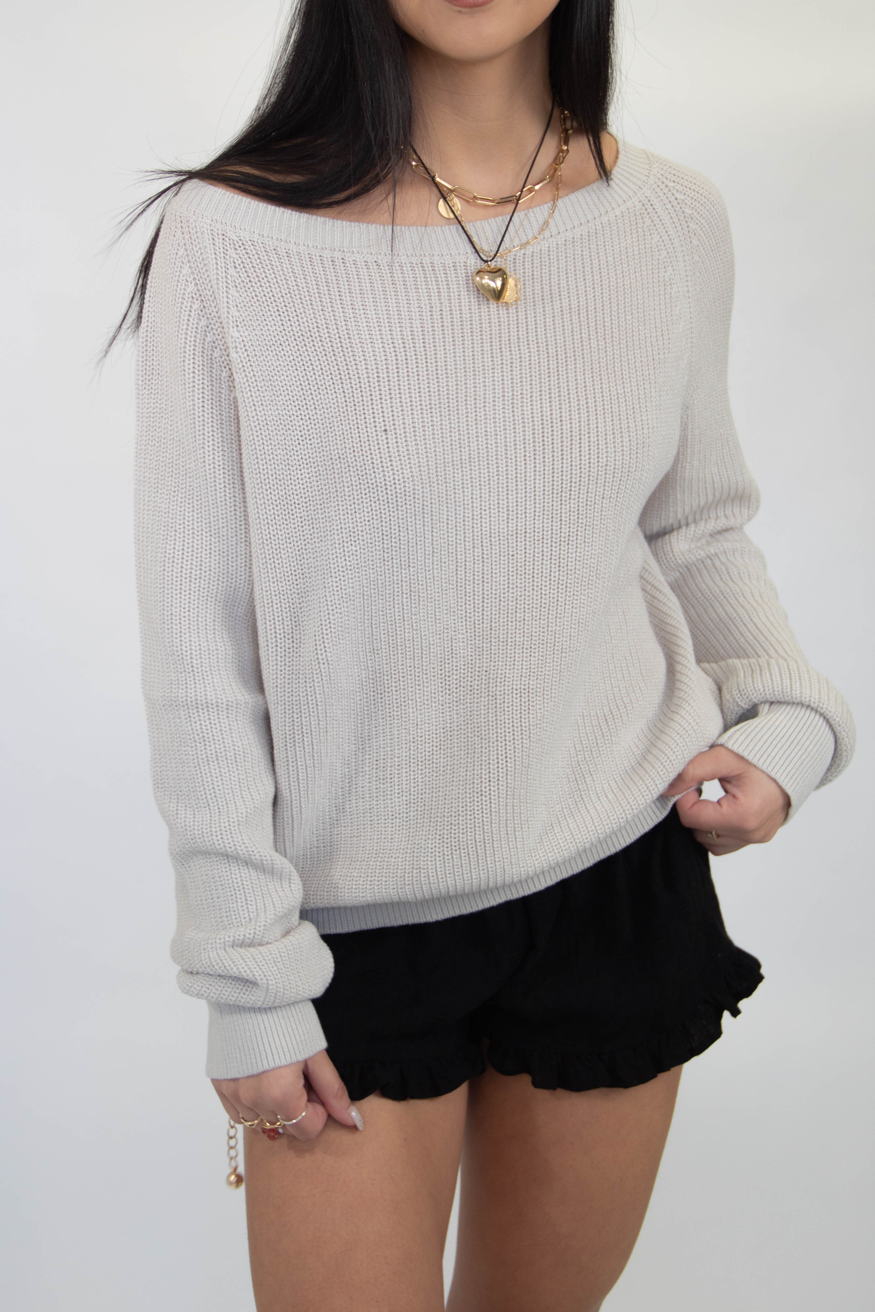 Drop Shoulder Knit Sweater