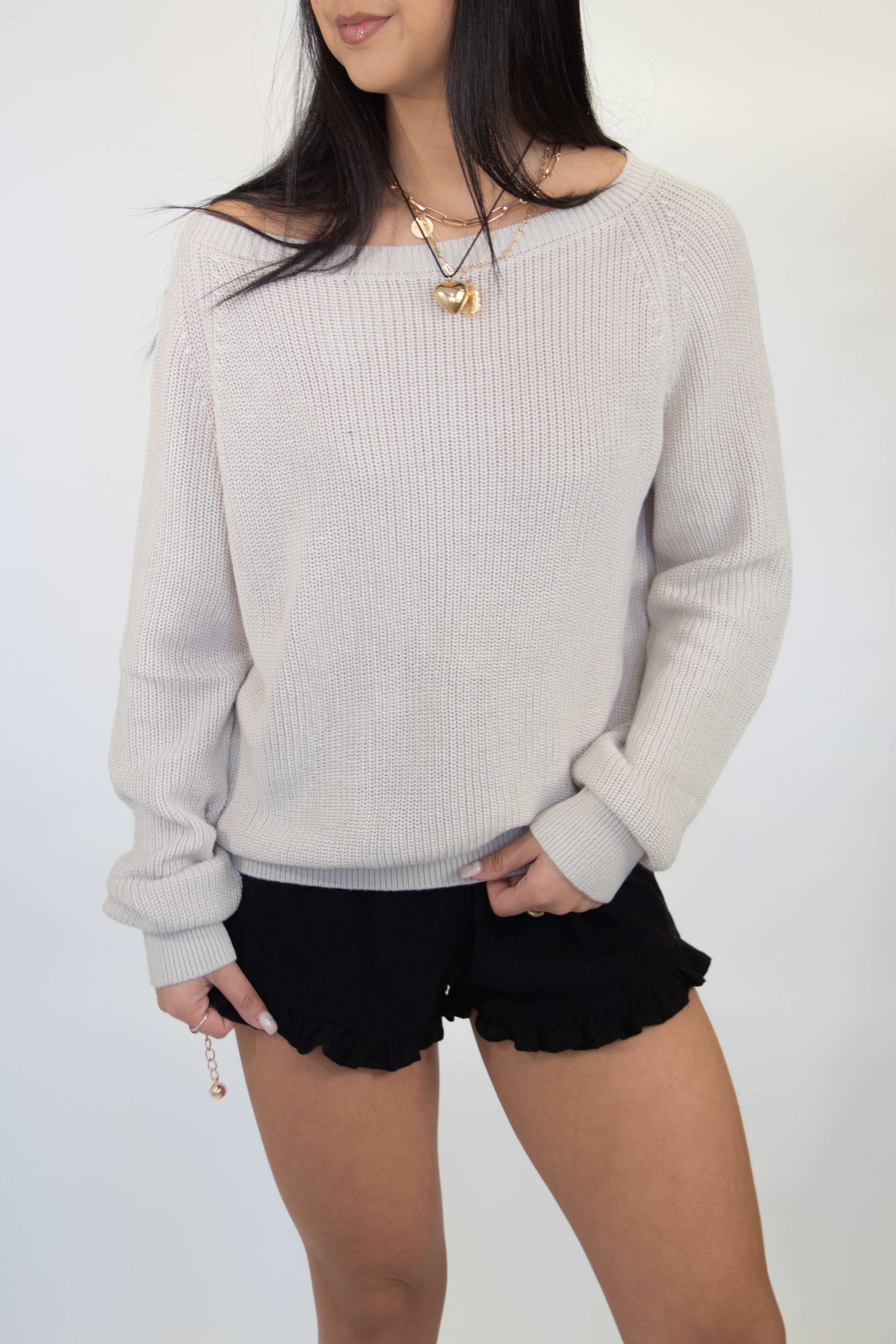 Drop Shoulder Knit Sweater