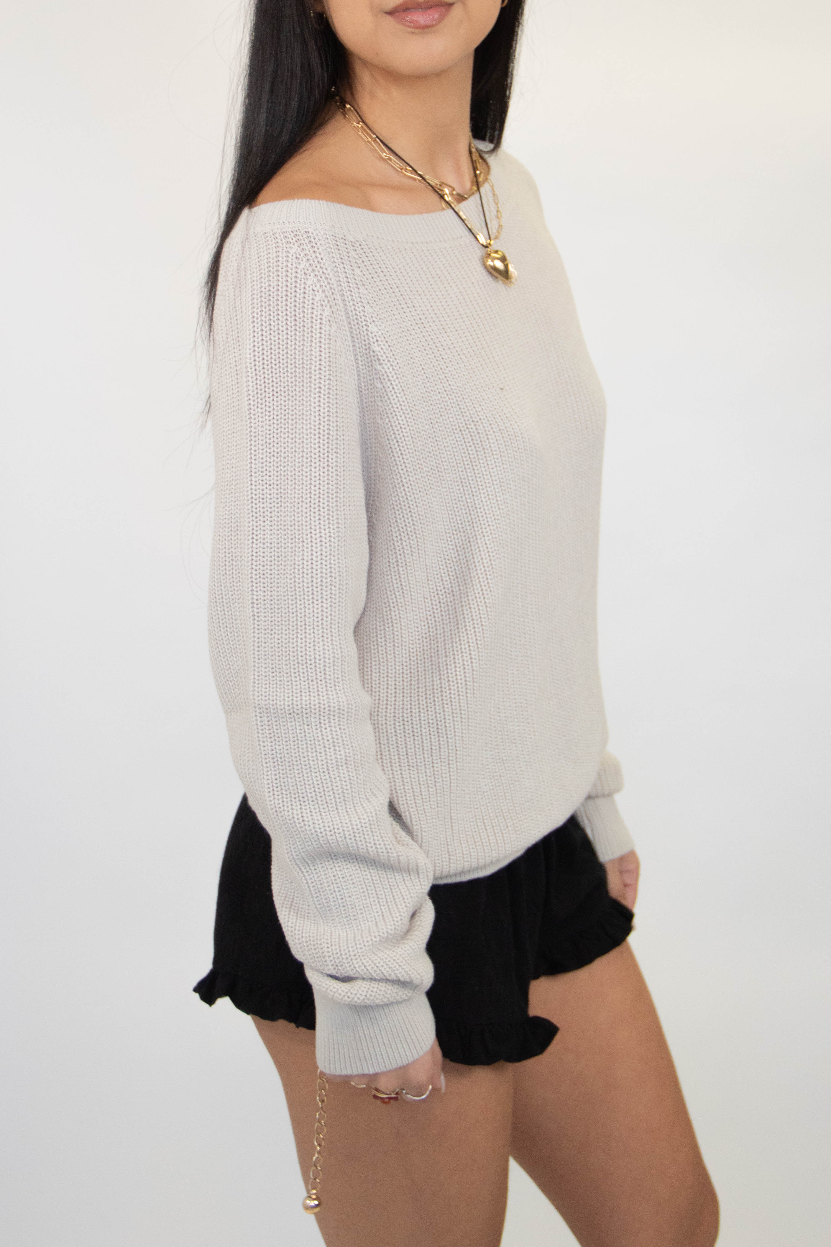 Drop Shoulder Knit Sweater