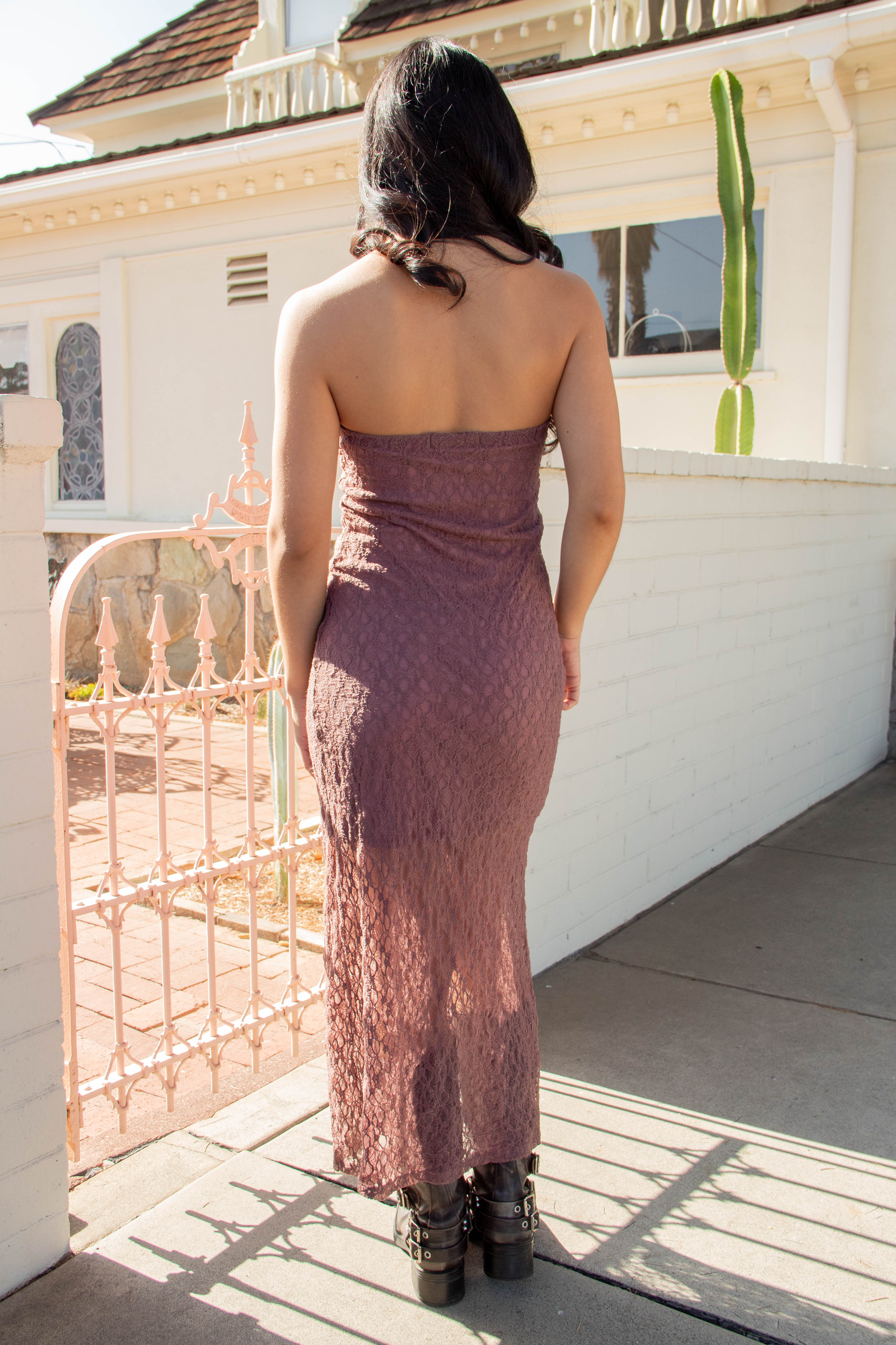 Strapless Lace Maxi Dress