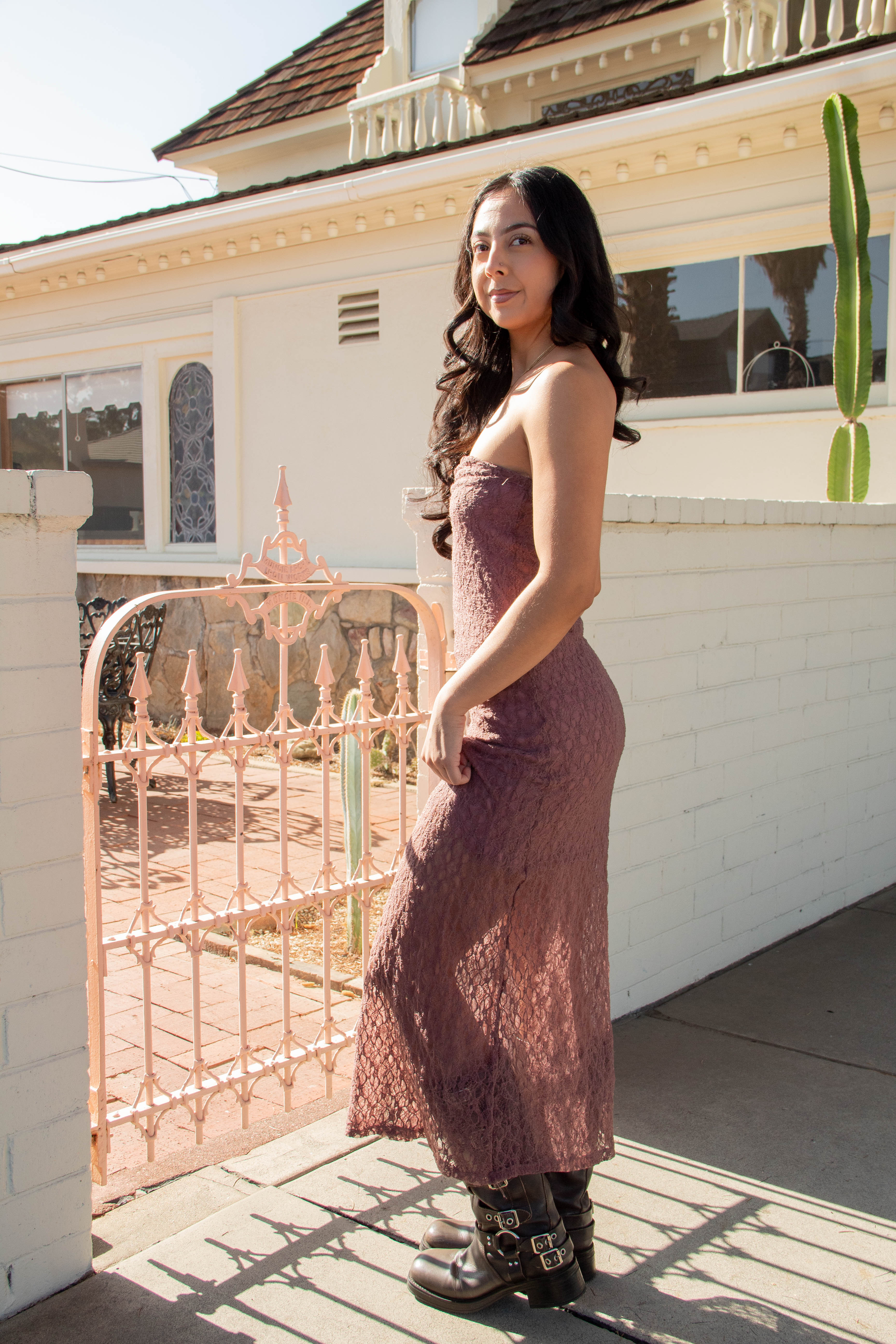 Strapless Lace Maxi Dress