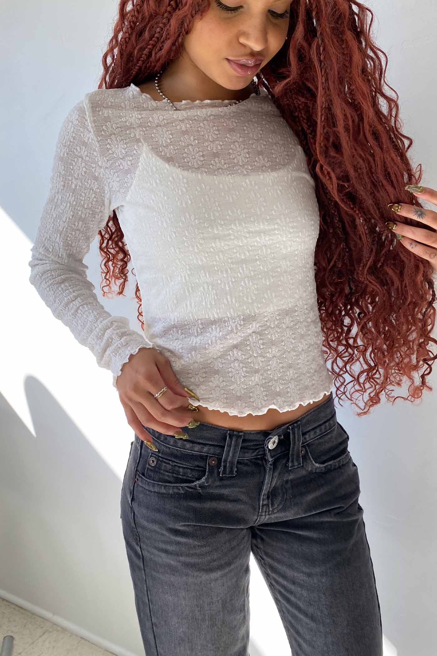 Stretch Lace Long Sleeve Top