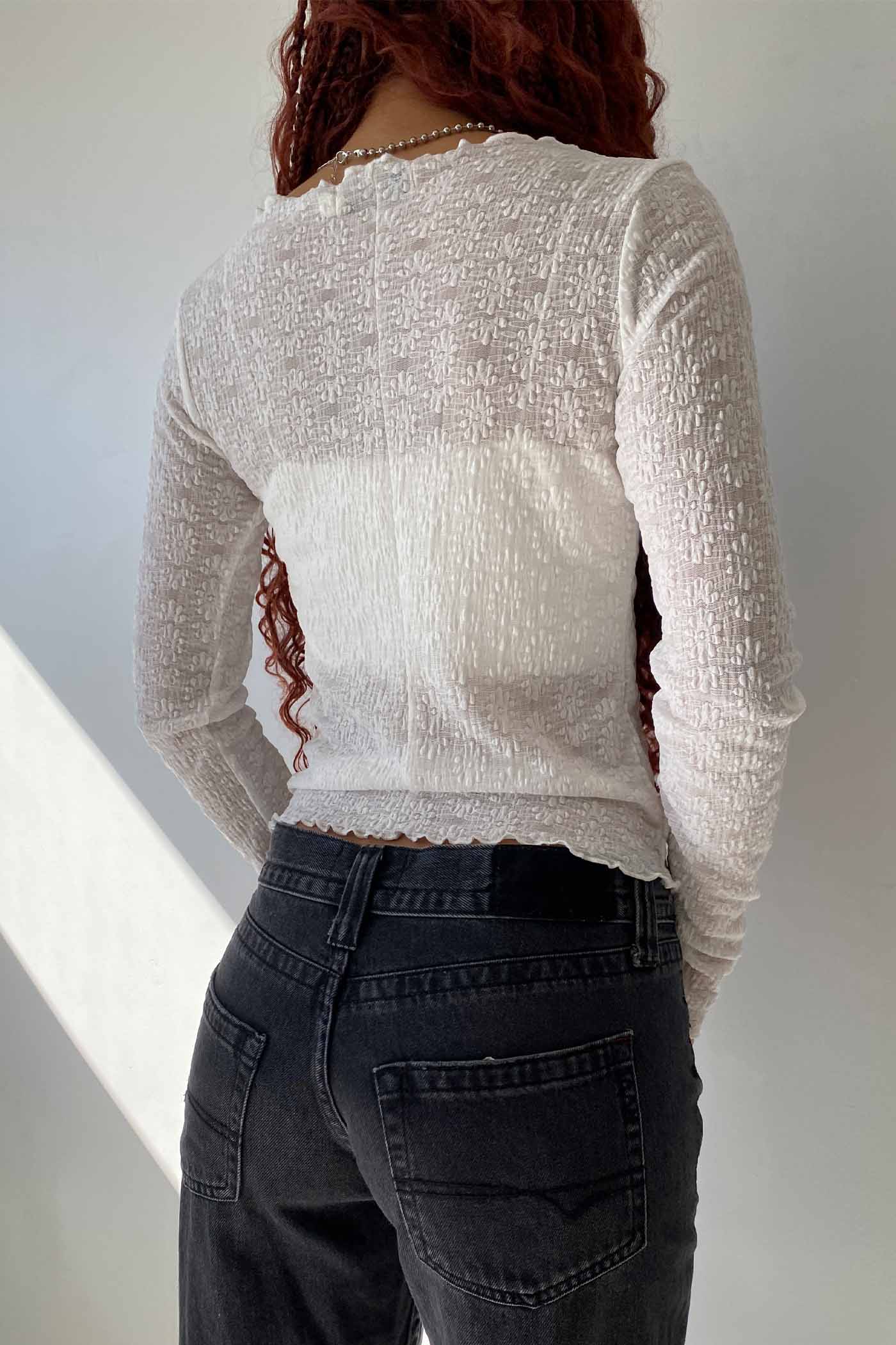 Stretch Lace Long Sleeve Top