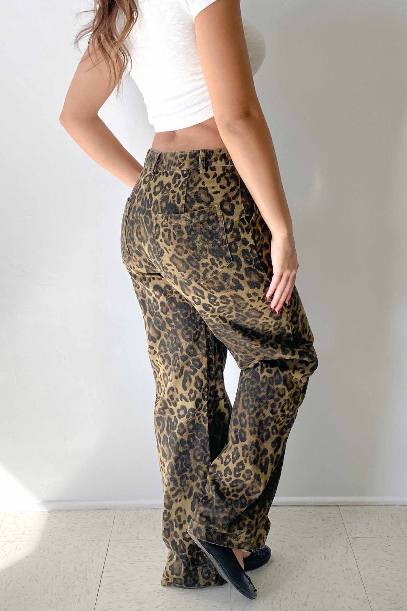 Leopard Print Denim Pants