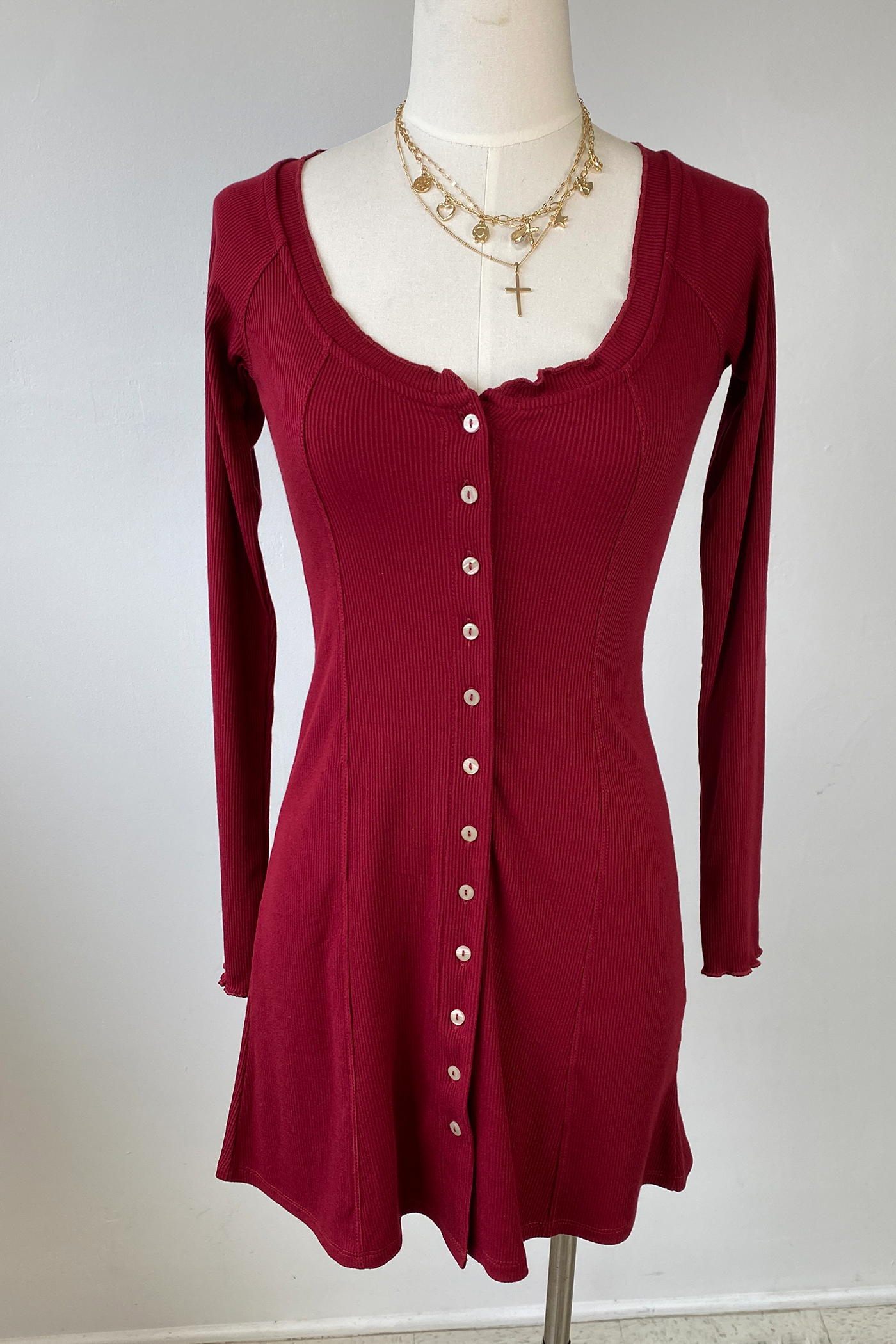 Button Up Long Sleeve Dress
