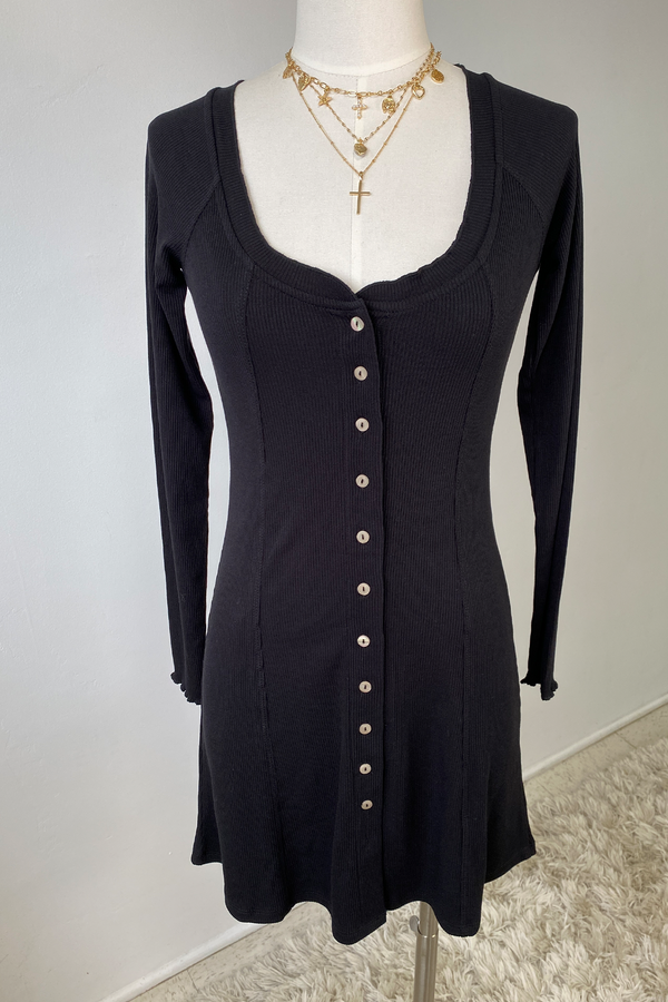 Button Up Long Sleeve Dress