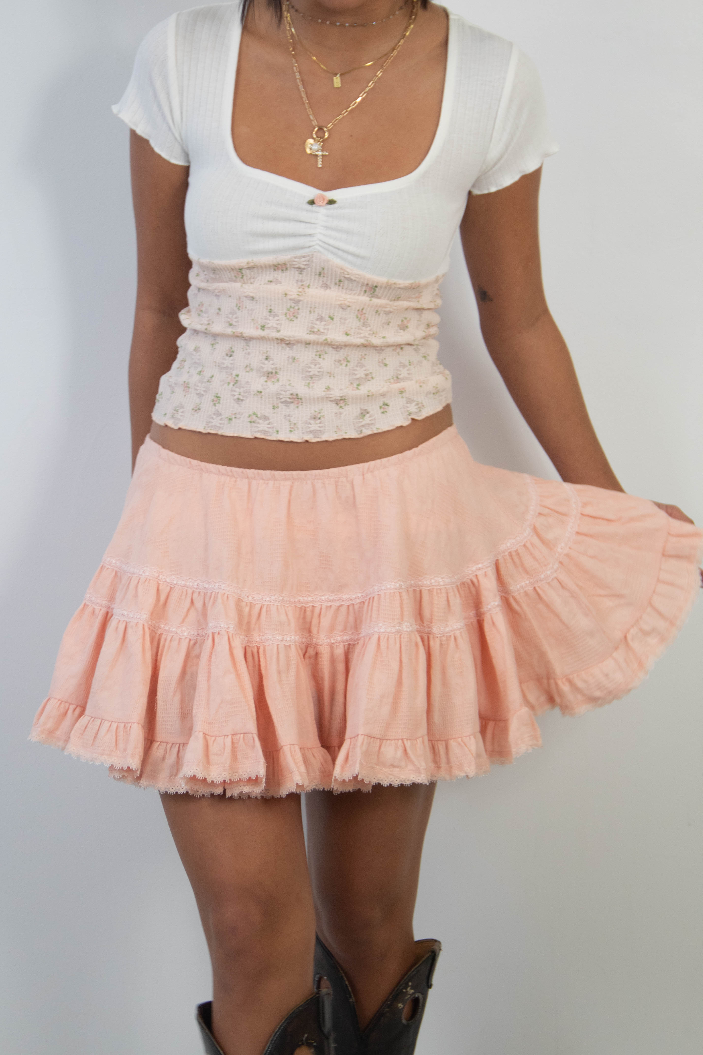 Mini Lacey Flounce Skirt