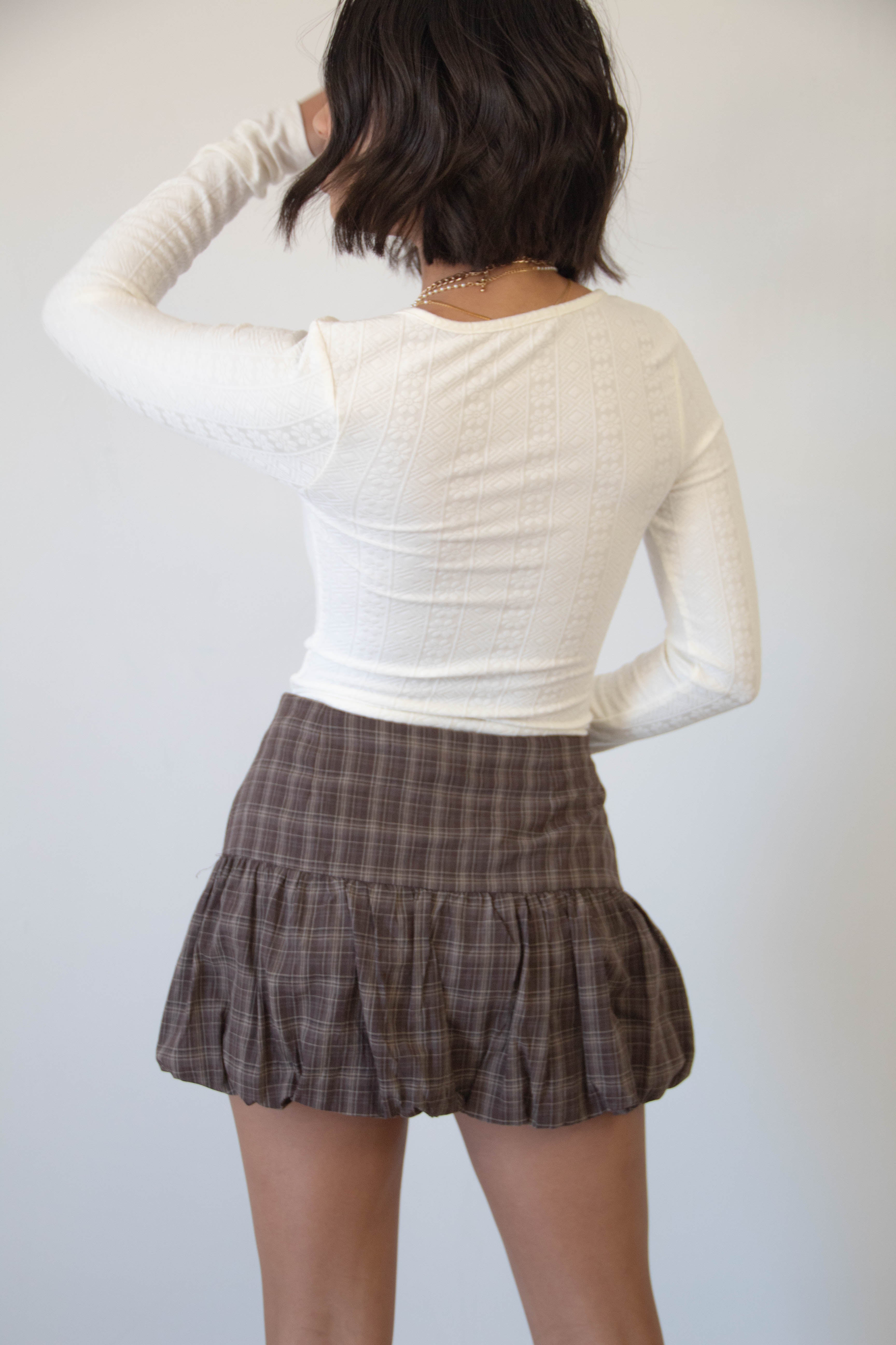 Plaid Mini Bubble Skirt