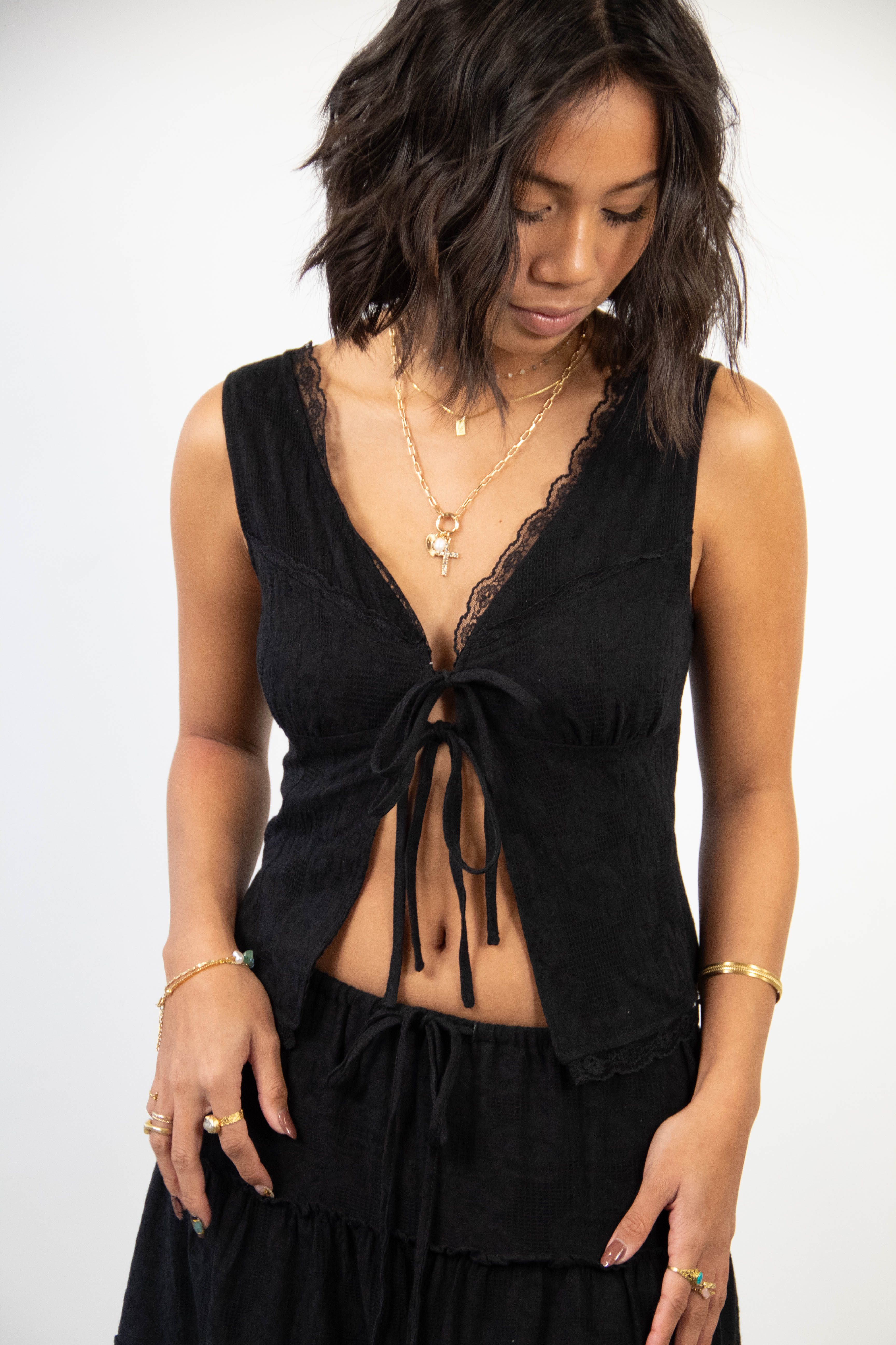 Split Front Corset Top