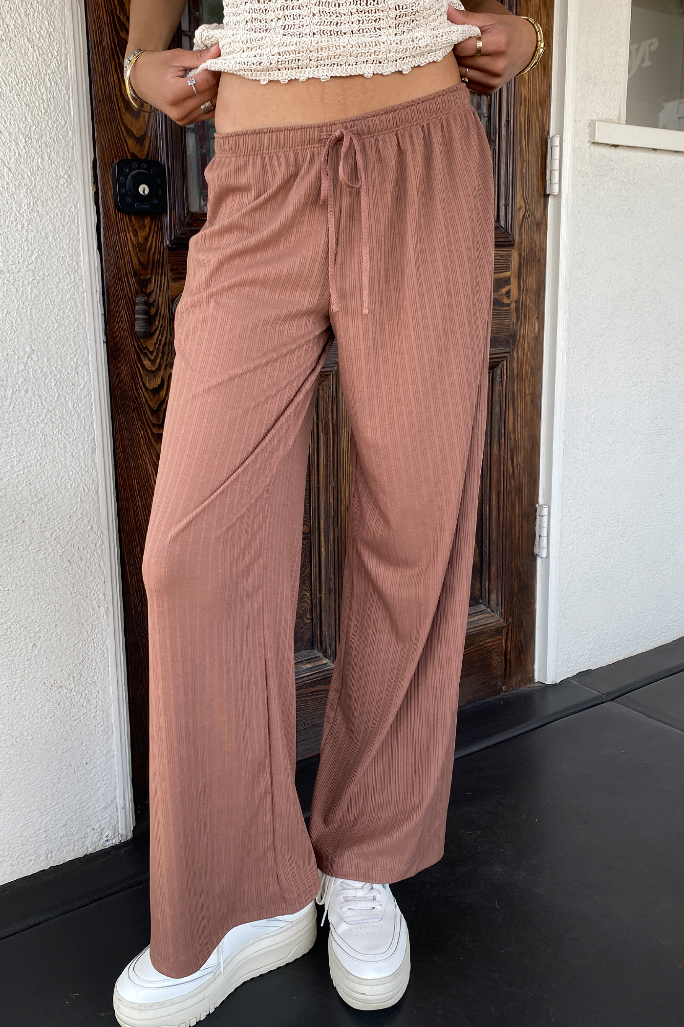 Wide Leg Ribbed Pants