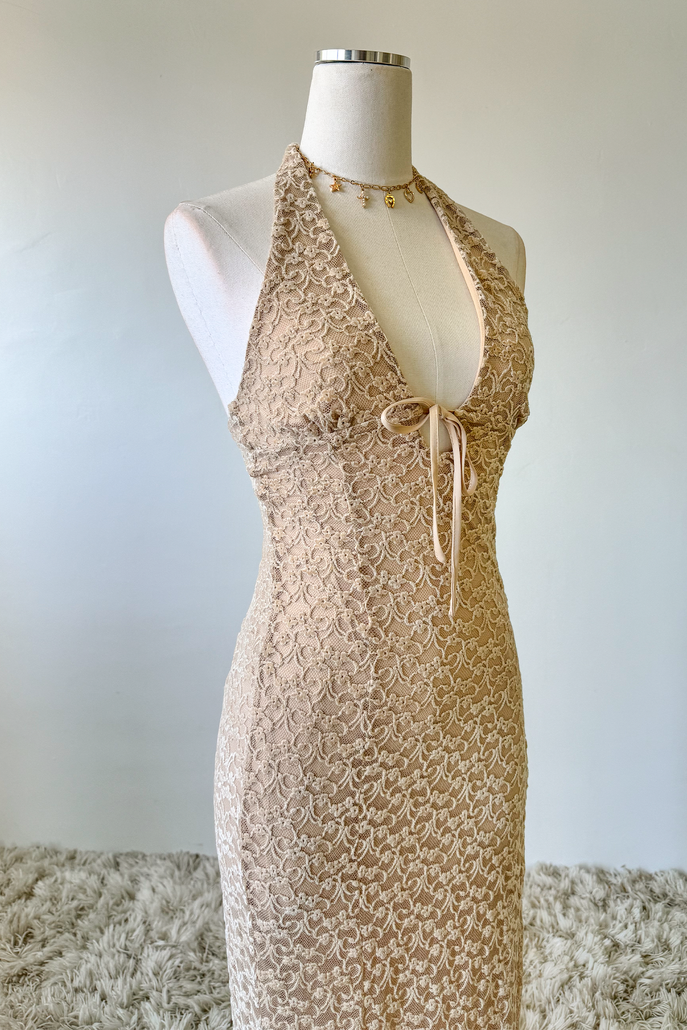 Lace Halter Midi Dress