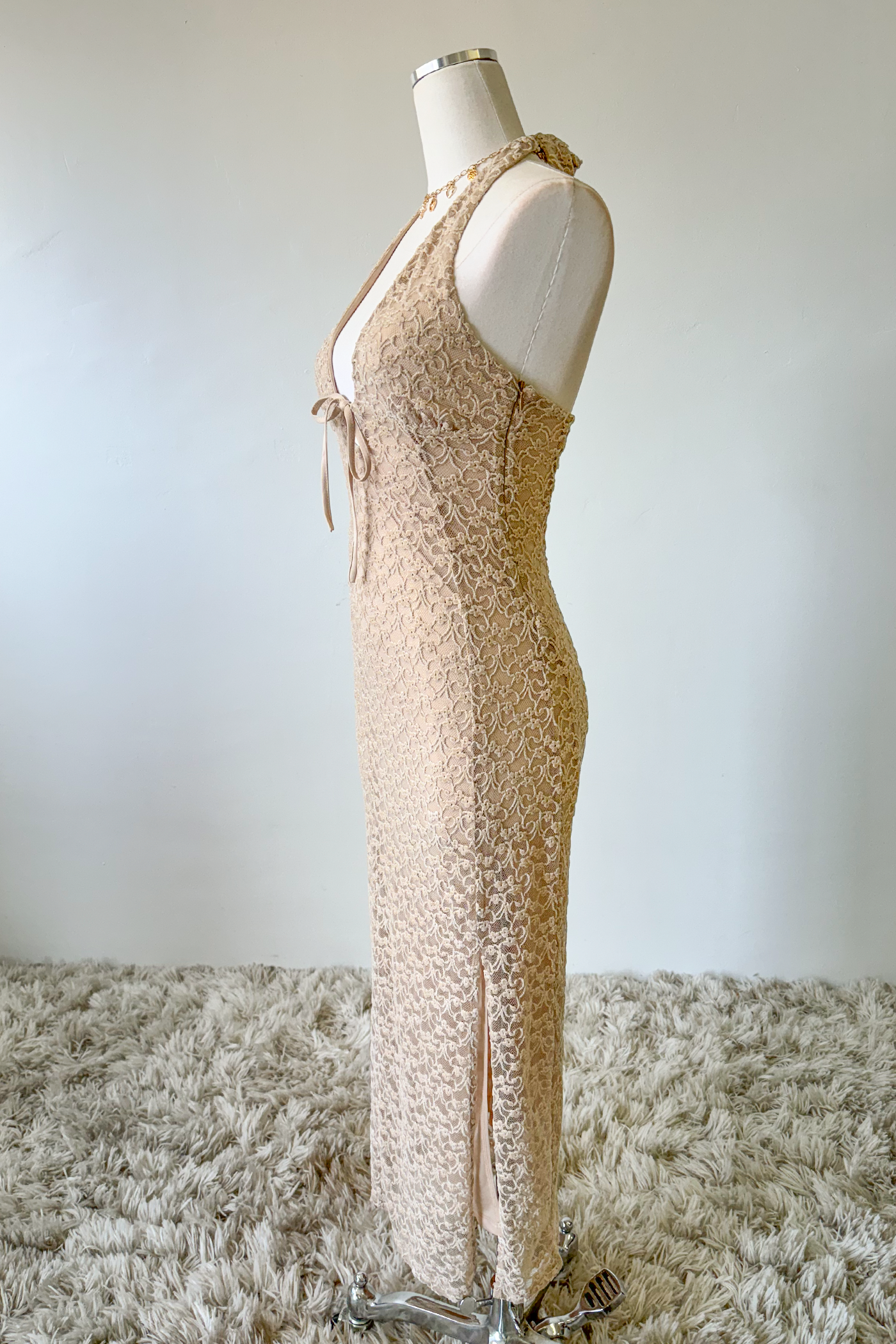 Lace Halter Midi Dress