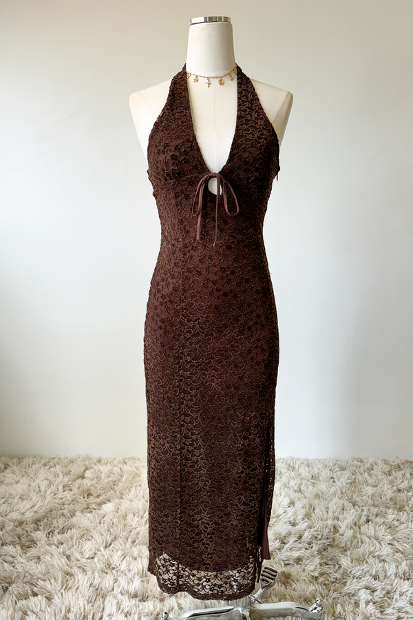 Lace Halter Midi Dress