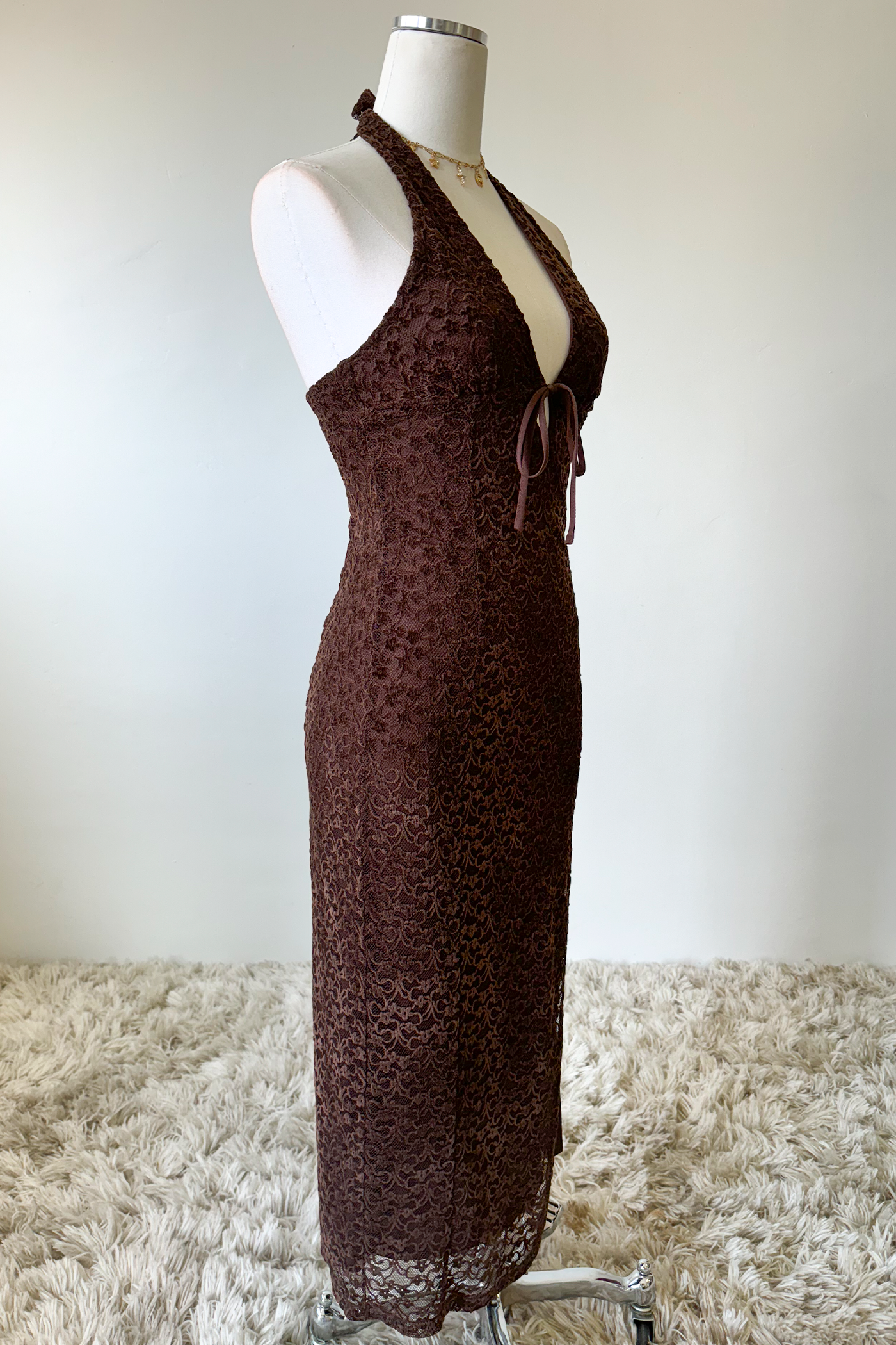 Lace Halter Midi Dress