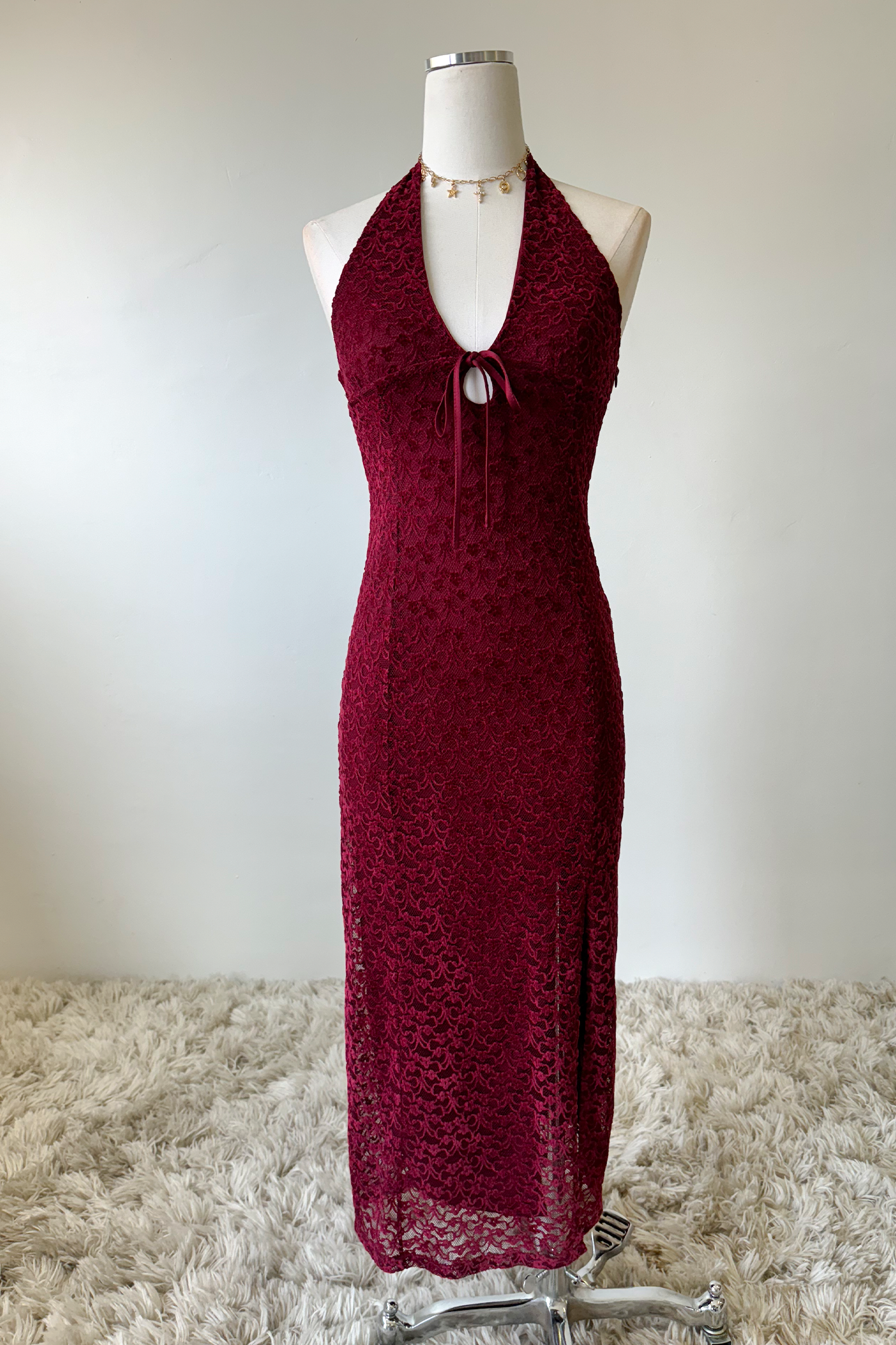 Lace Halter Midi Dress