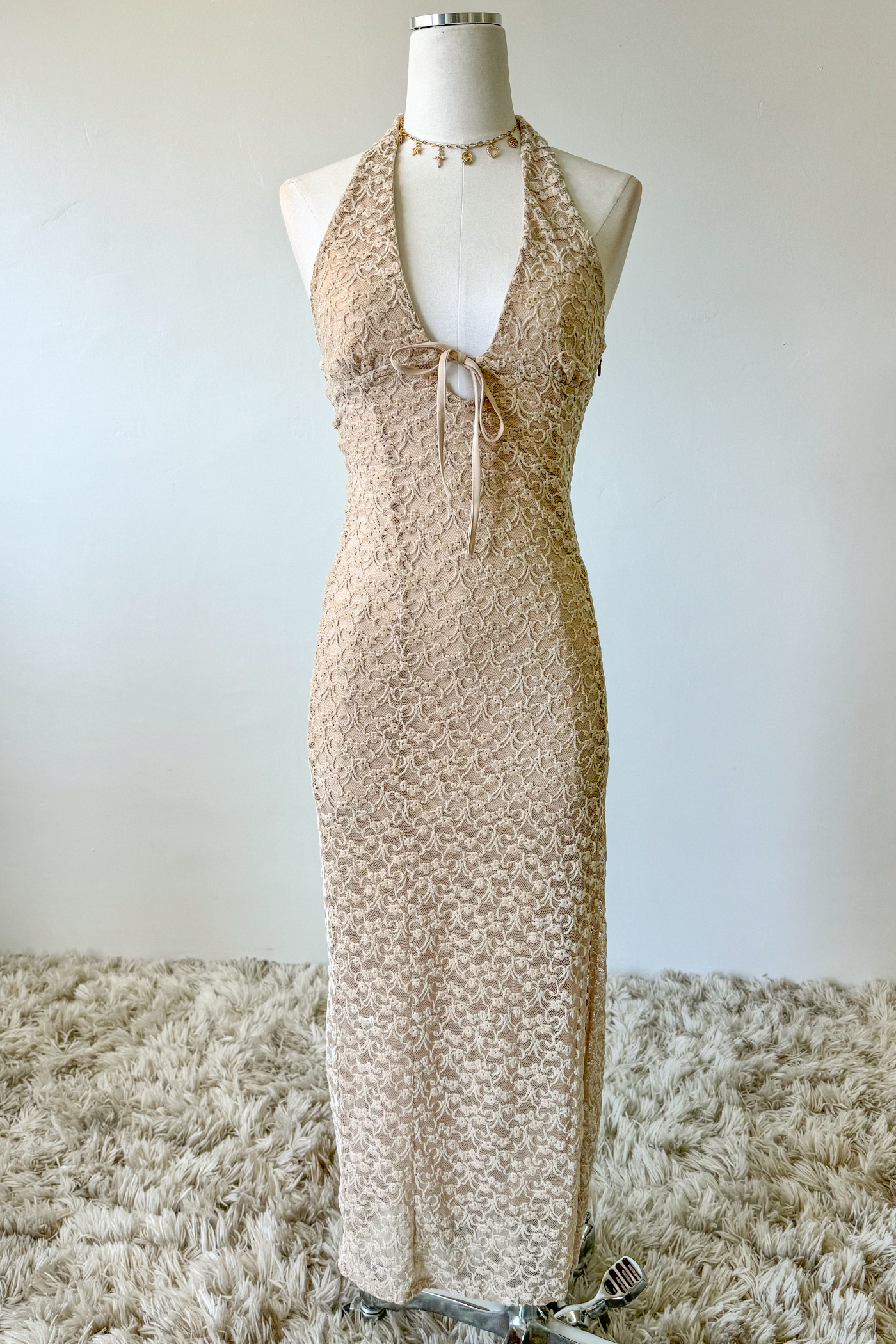 Lace Halter Midi Dress