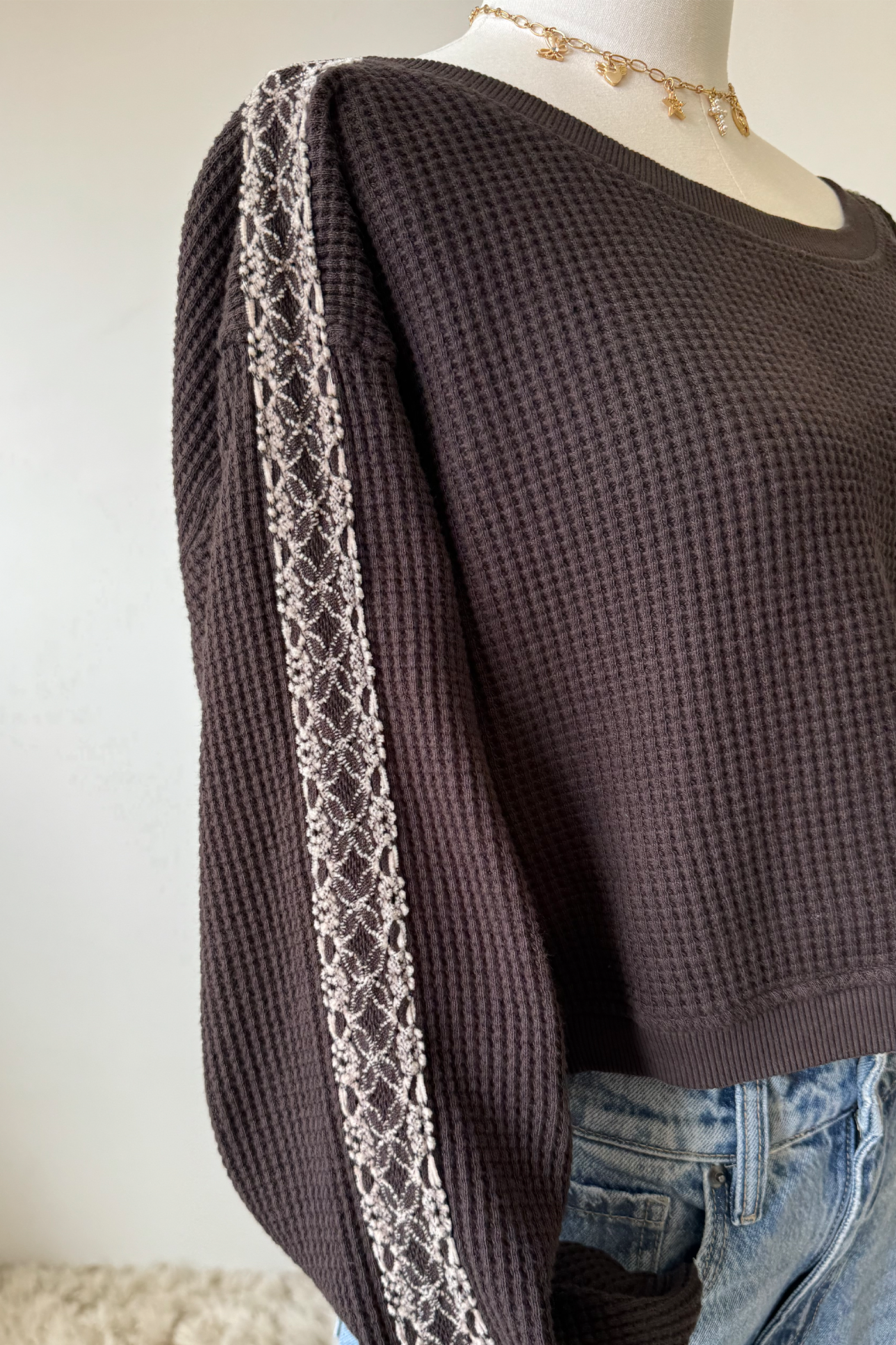 Waffle Knit Crew Top