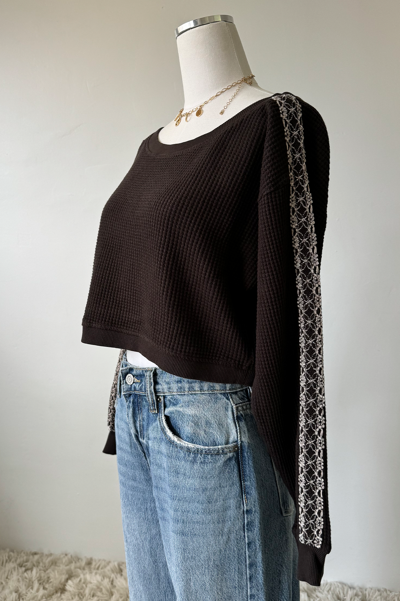 Waffle Knit Crew Top