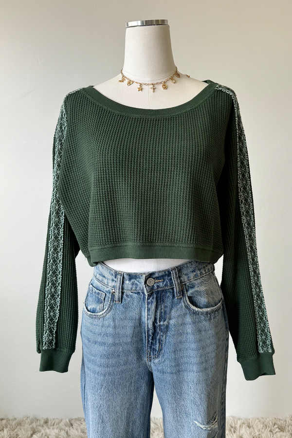 Waffle Knit Crew Top