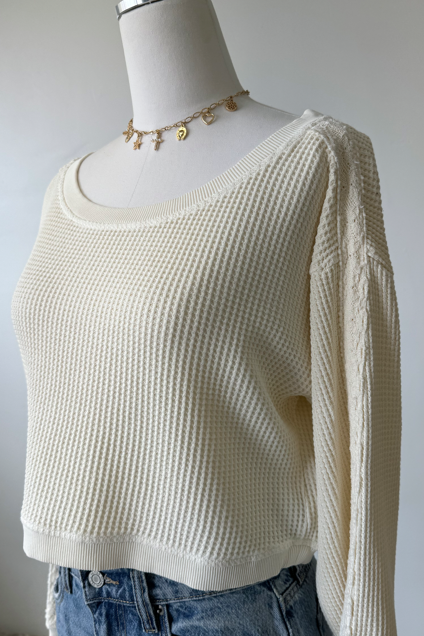 Waffle Knit Crew Top