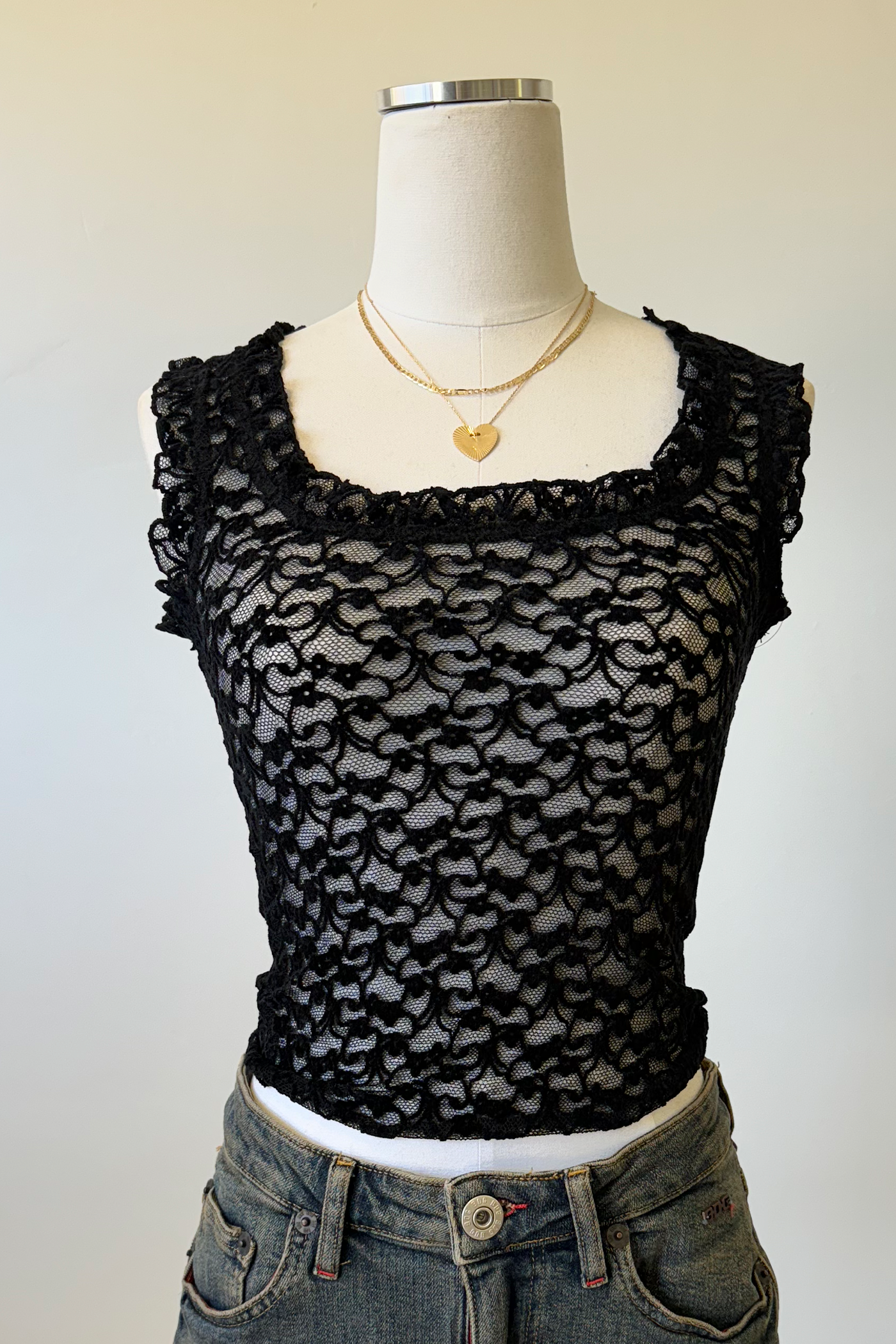 Sheer Lace Sleeveless Top