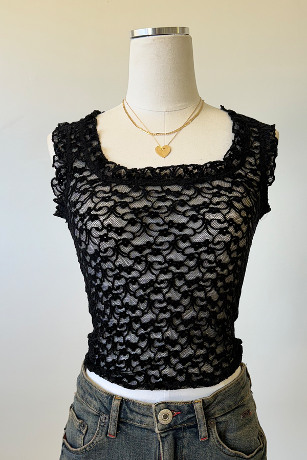 Sheer Lace Sleeveless Top