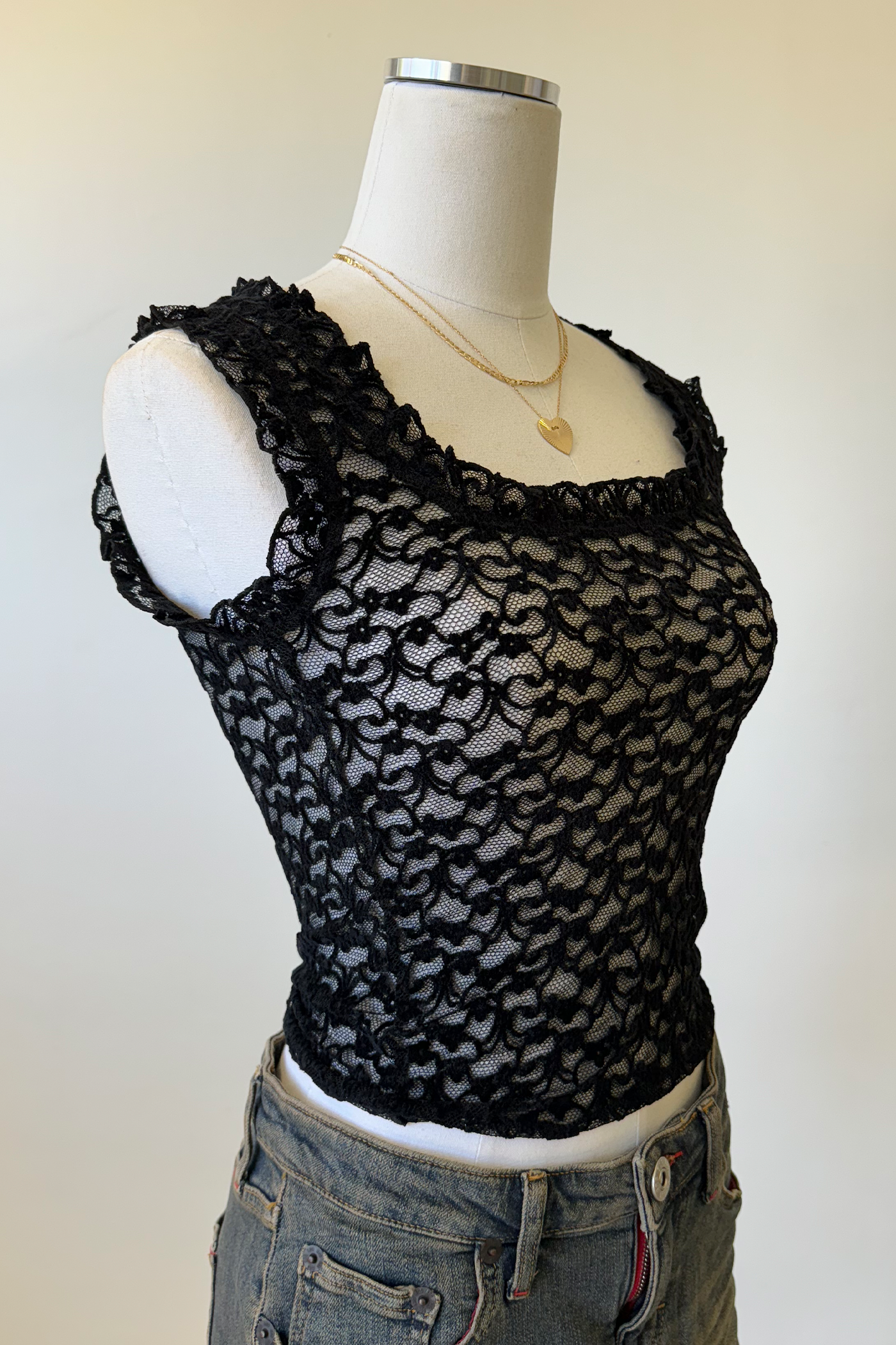 Sheer Lace Sleeveless Top